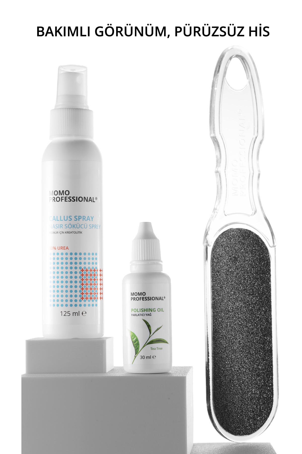 Profesyonel Pedikür İçin 3’lü Set, Nasır Sökücü Sprey 125 ml, Topuk Törpüsü 100/180 Grid, Parlatıcı — Bundle6 — تصویر 4 از 5