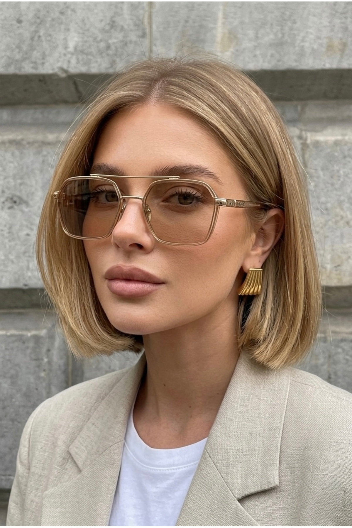 Chunky Frame Ecs Unisex Nude Kahverengi Uv400 Filtreli Ultra Hafif Güneş Gözlüğü