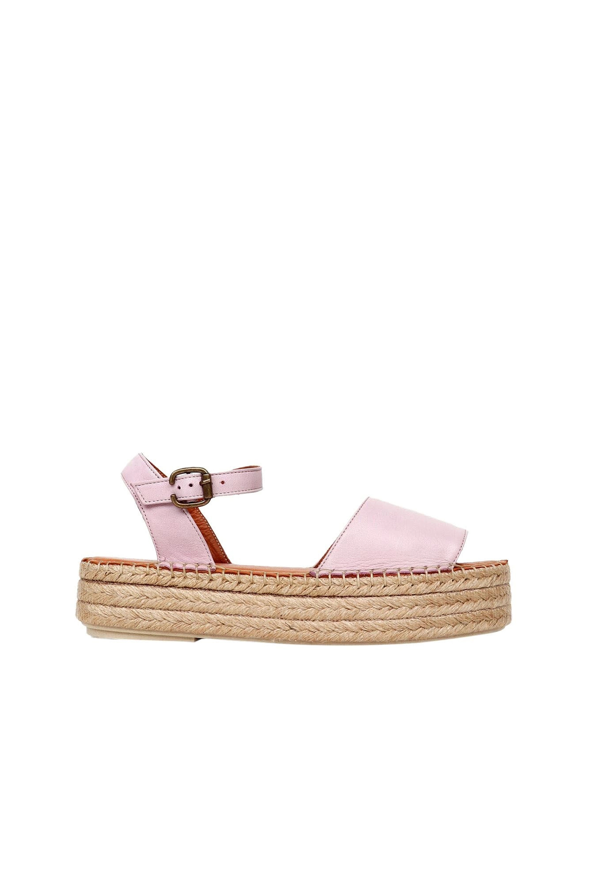 Shoes Women's Espadrilles Pink Leather Sandals 01wq3515