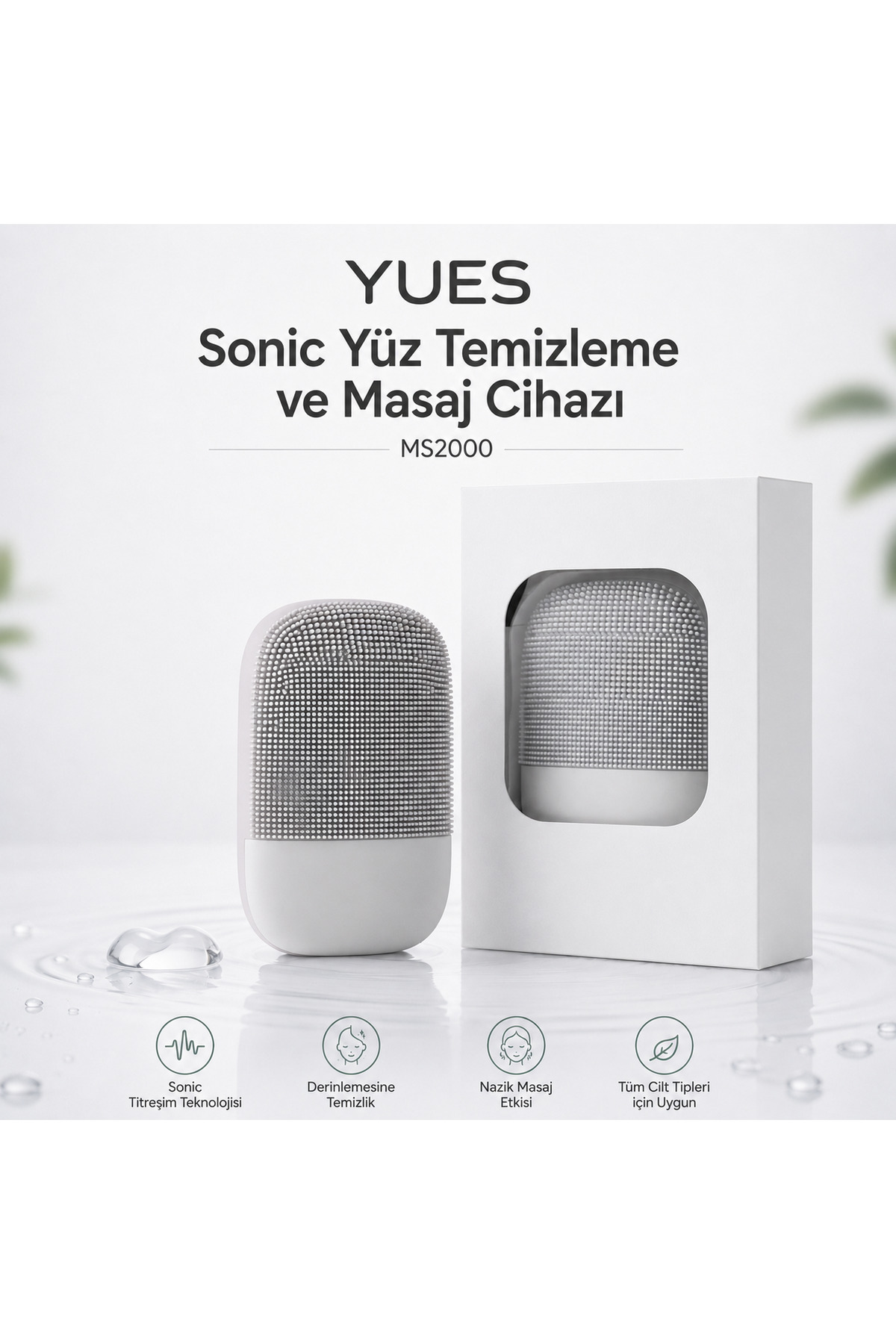 Sonic Yüz Temizleme Cihazı – 3 Kademeli Titreşim, Silikon Başlık, Masajlı Cilt Bakımı — نارنجی YTP