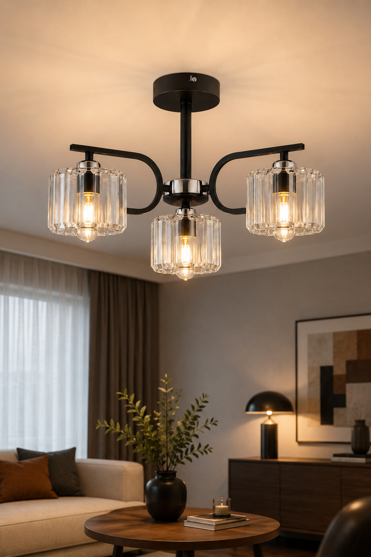 RIVER 3-LIGHT CHANDELIER DECORATIVE LIGHTING WITH CRYSTAL STONE