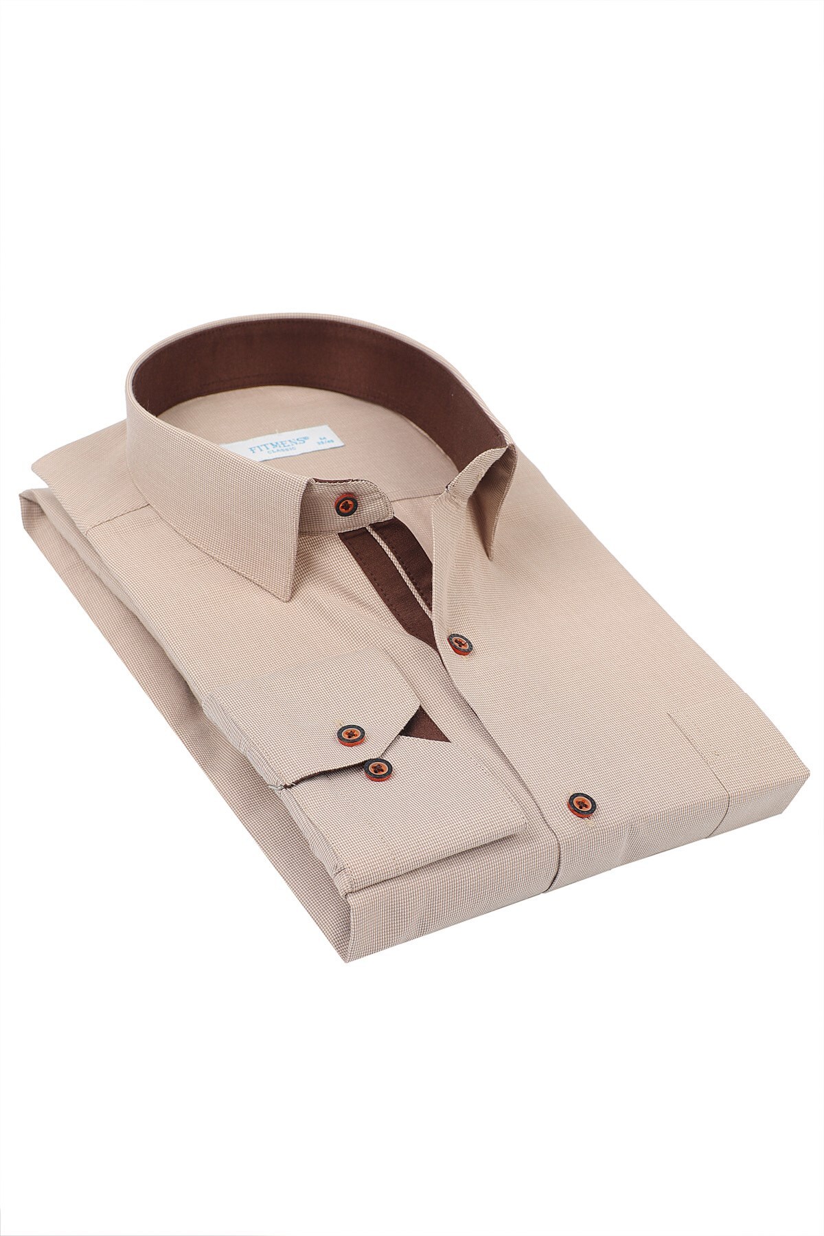 Classic Long Sleeve Filafil Pitikareli Swift Men's Shirt with Gift Box FS-001263-Beige