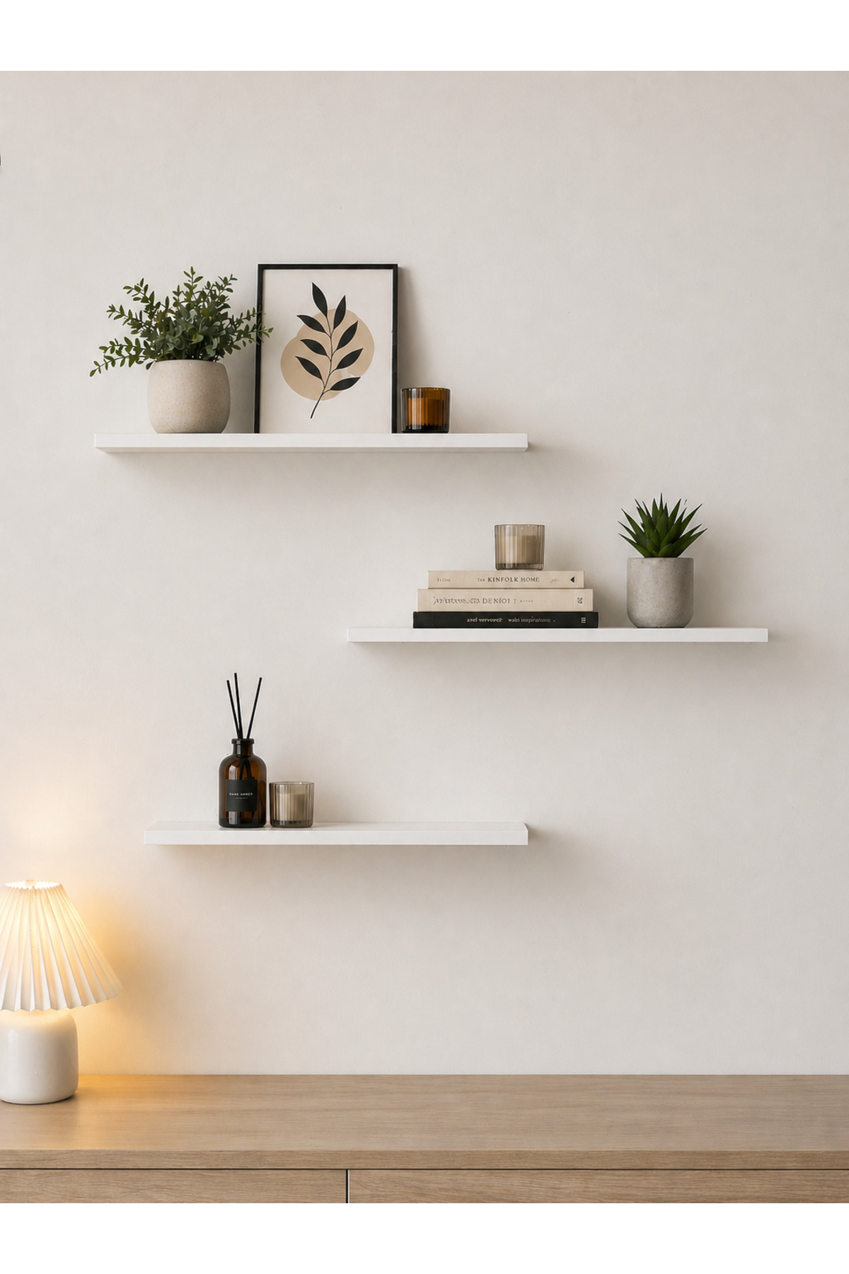 Harmony 3-Shelf Concealed Mounted Flying Rack 50*15cm White