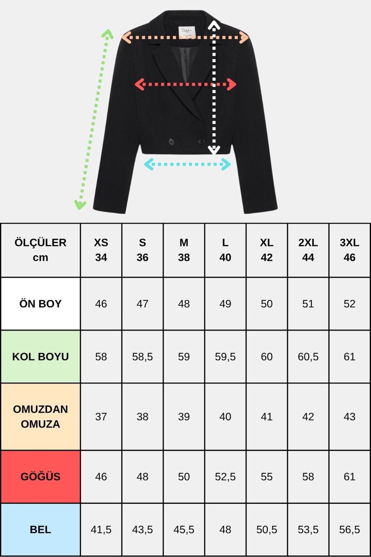 Saade  Kadın Regular Fit Kruvaze Kapama Dokuma Crop Blazer Ceket -Şık & Spor - Görsel 2