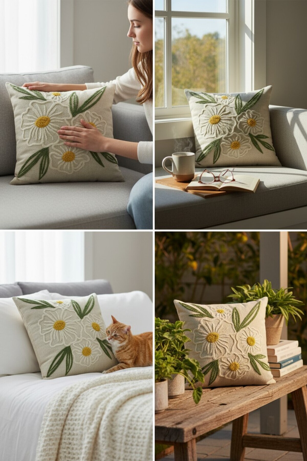 4Pcs Digital Printed Punch Punch Embroidery Pattern Square Throw Pouch