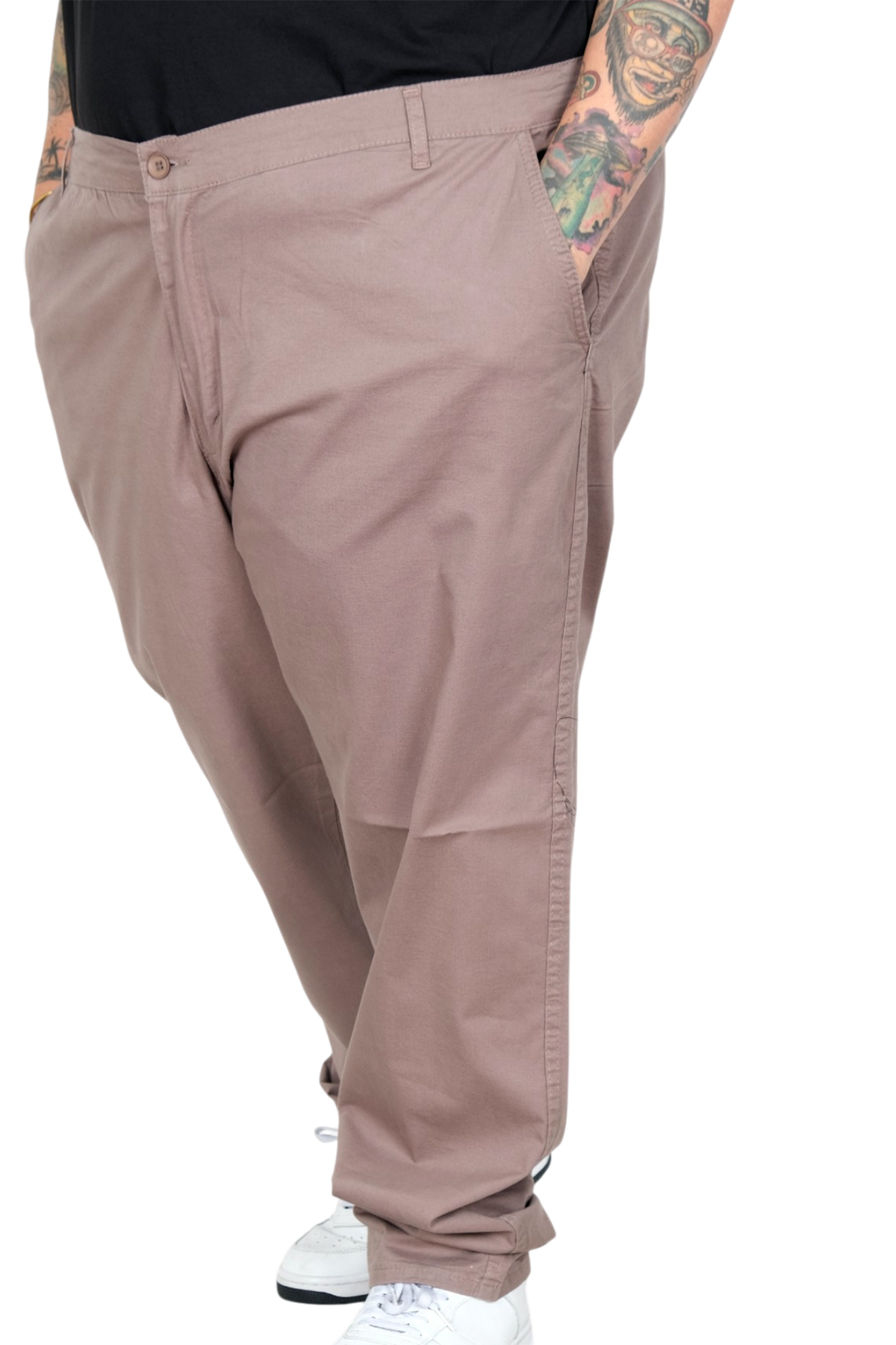 ModeXL Mode XL Büyük Beden Erkek Pantolon Keten Milano 20850 Toprak görsel 3