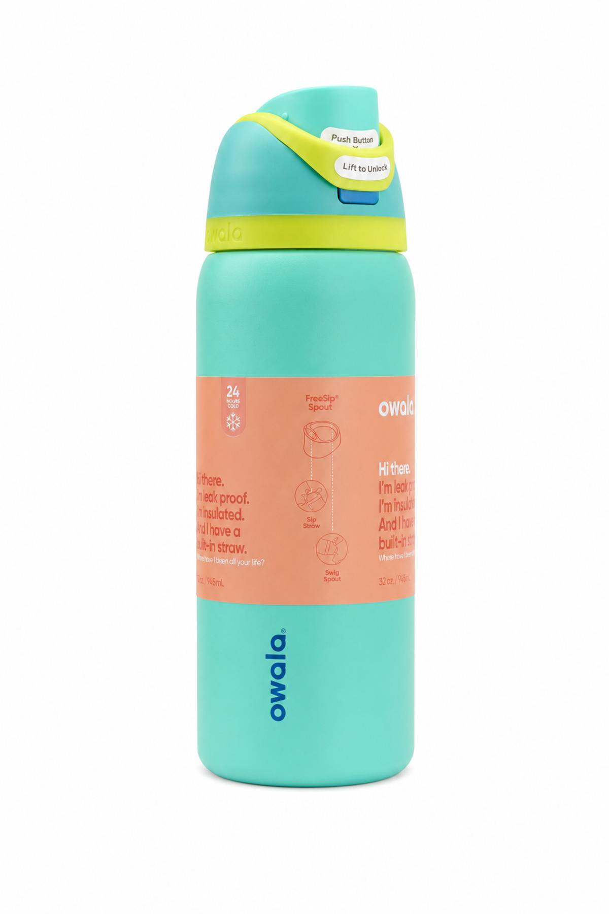 owala Insulated Stainless Steel Water Bottle with Straw, 32oz (0.94L) BPA-Fre...