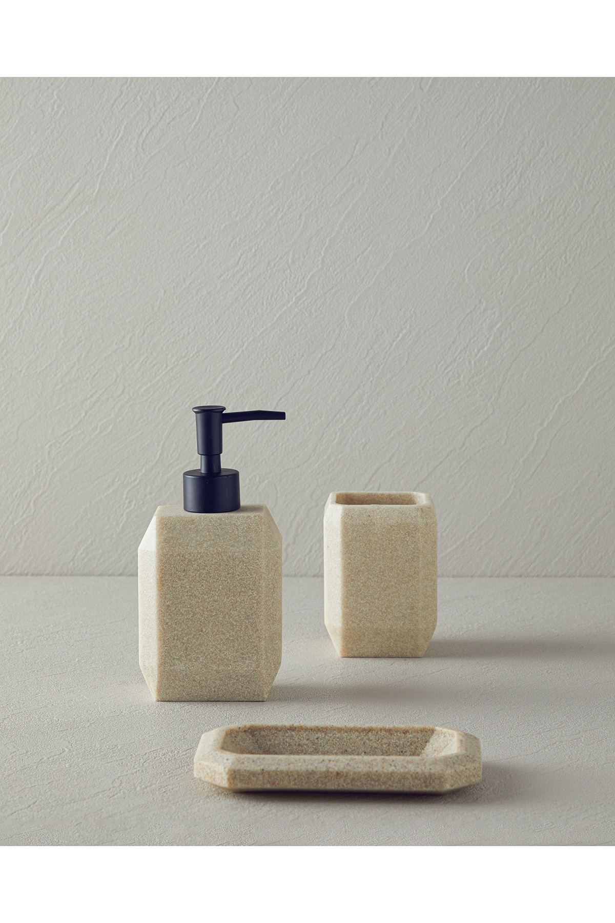English Home Stone 3'lü Banyo Seti Bej