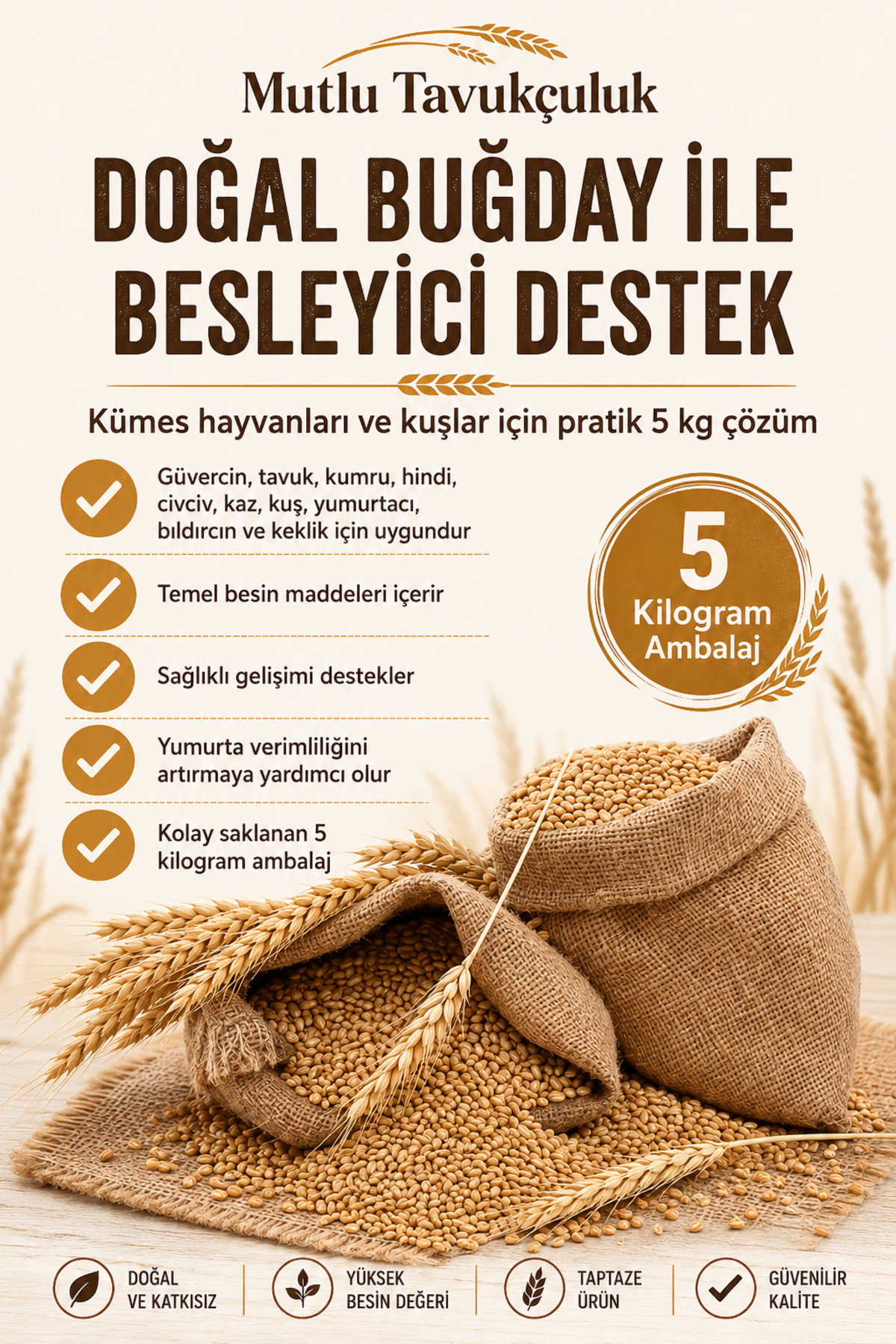 5 کیلوگرم خوراک گنجشک و پرندگان زینتی، شامل خوراک کبوتر، مرغ، کبوتر، بوقلمون، جوجه، غاز، و تخم‌گذار بلدرچین و قرقاول
