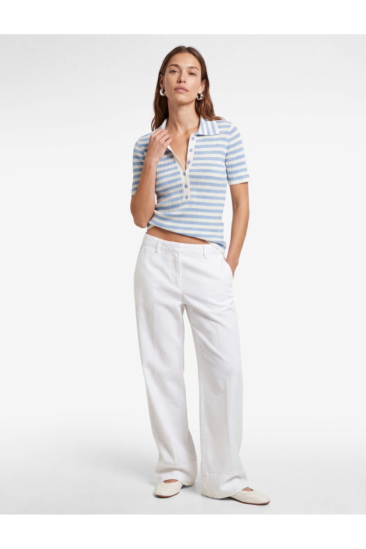 Koton X Sibil Çetinkaya - Short Sleeve Buttoned Polo Collar Striped Knitwear ...