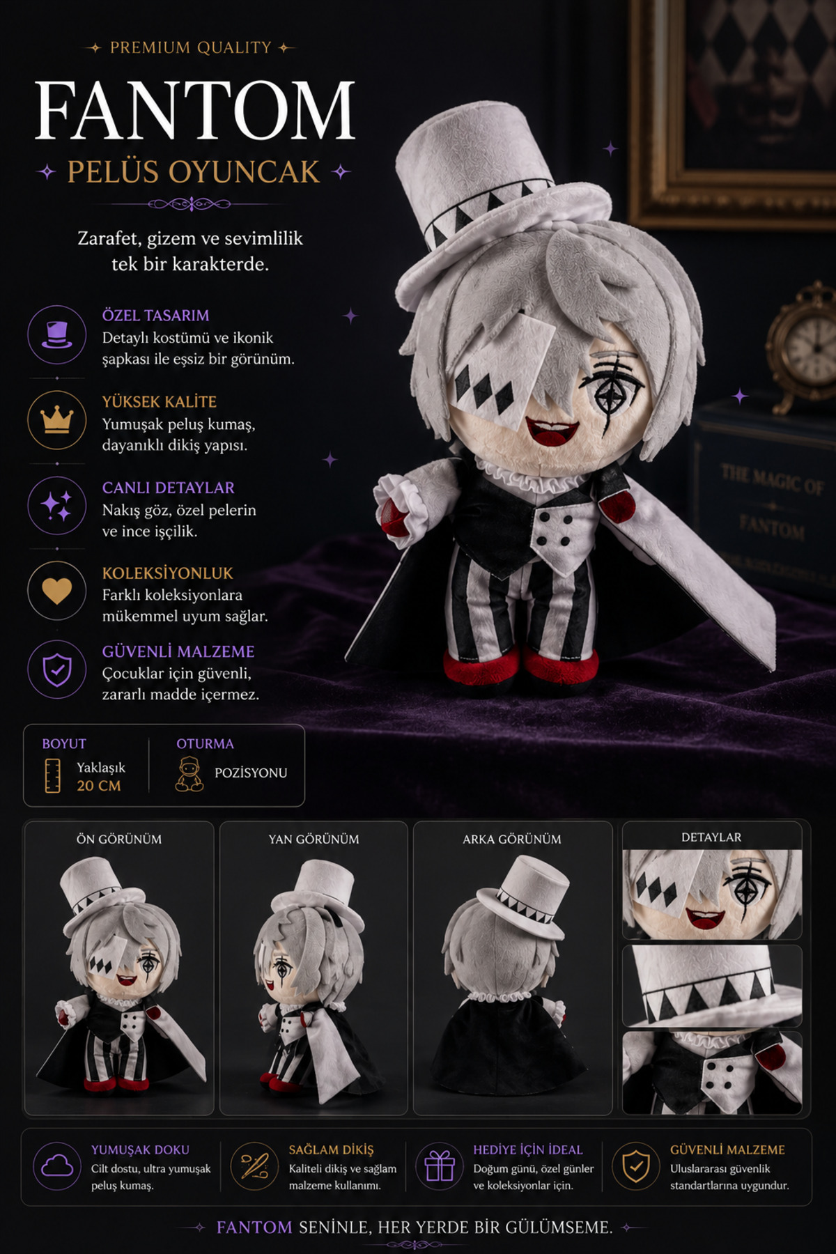 Zigver 20cm Anime Gogol Fyodor Peluş Sokak Köpekler Stray Dogs