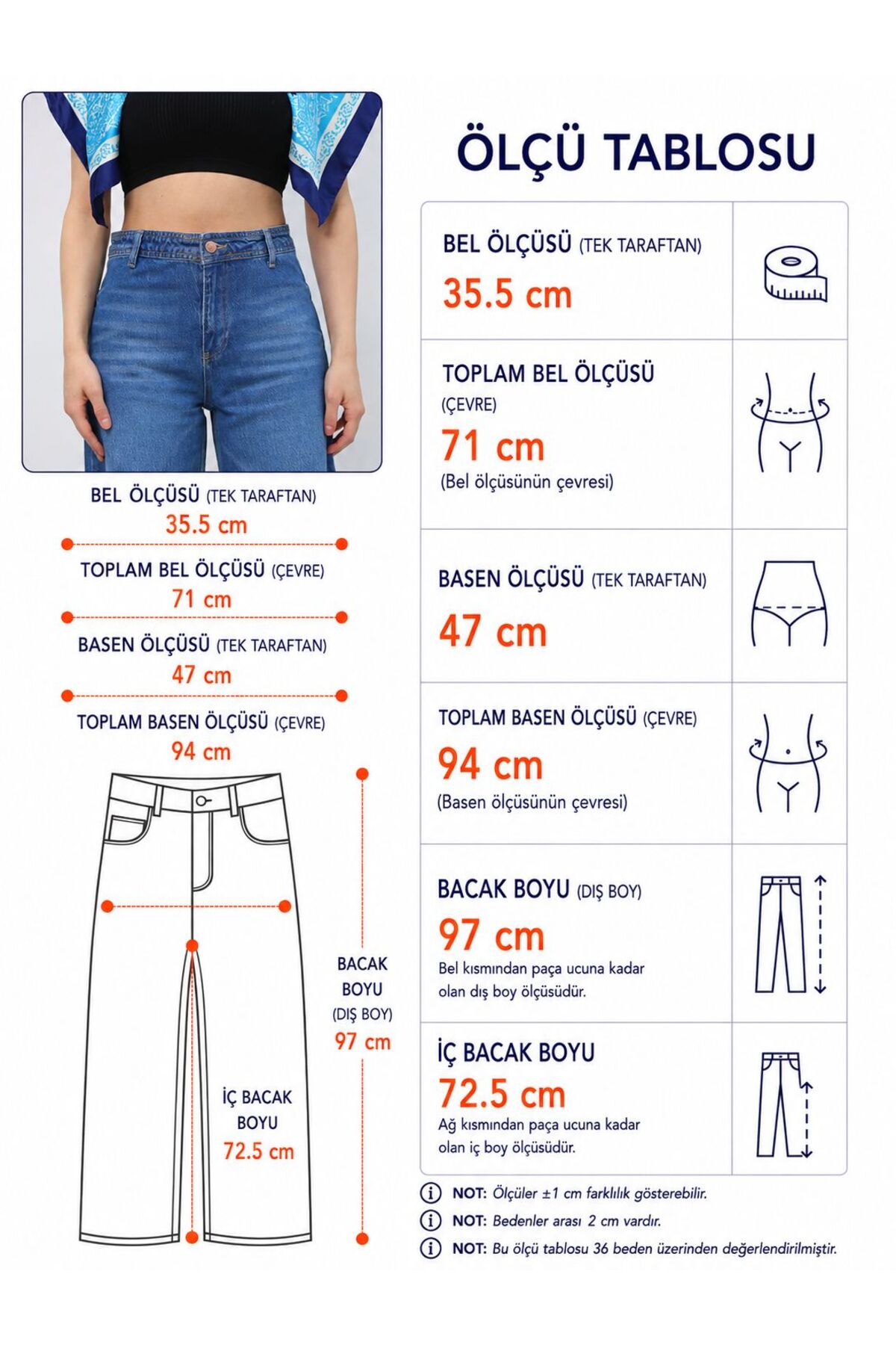 Ucajean  UCA JEAN Kadın Yüksek Bel Geniş paça Wide Leg Jean Pantolon - Görsel 8