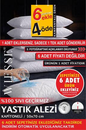 WİESSE YASTIK ALEZİ - %100 Sıvı Geçirmez - Fermuarlı - 50x70 cm - Otel ve Ev ...