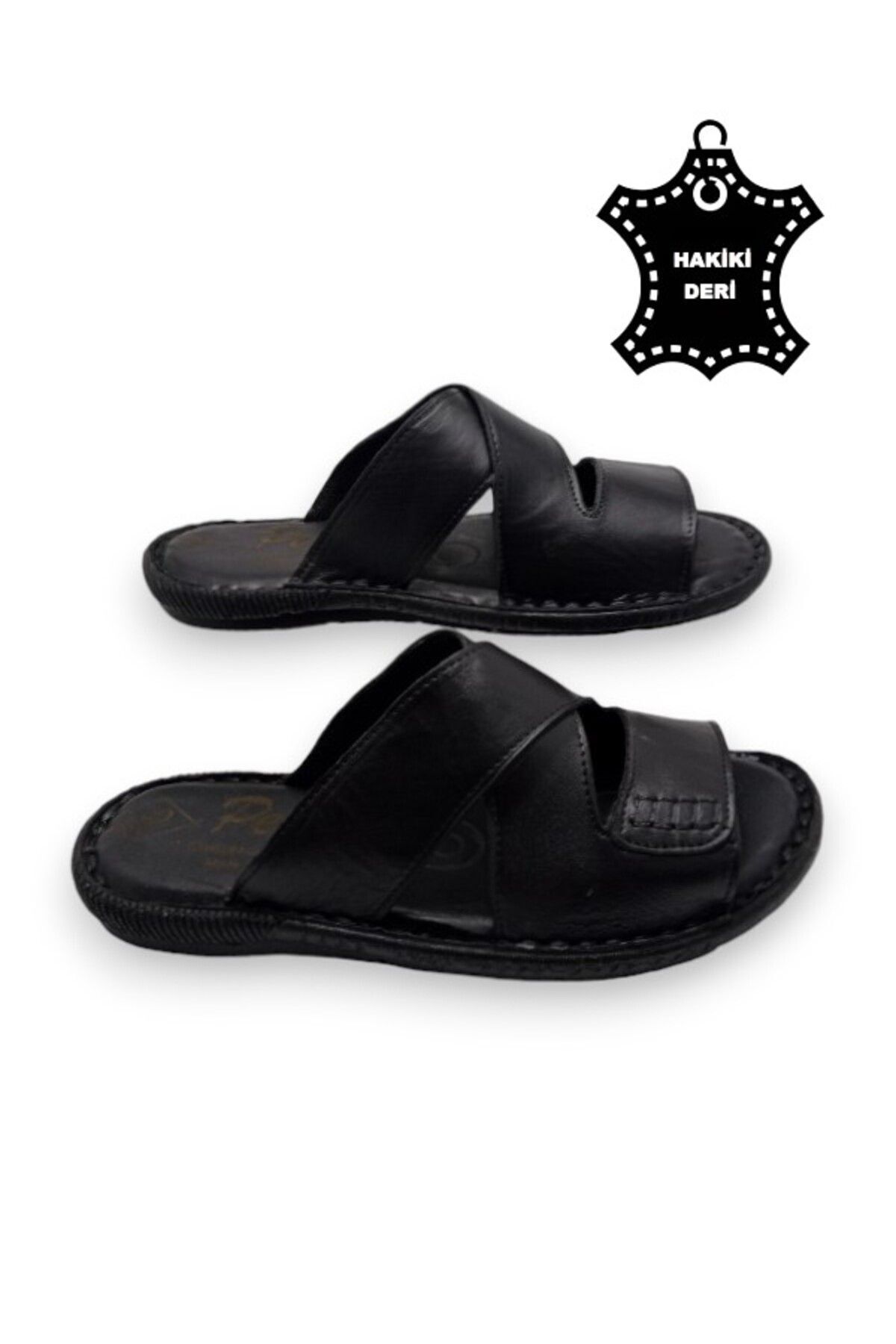 MAGIC SHOES Tamamen Hakiki Deri Ve Topuk Yastıklı Sistemli Ortopedik Erkek Terlik görsel 2