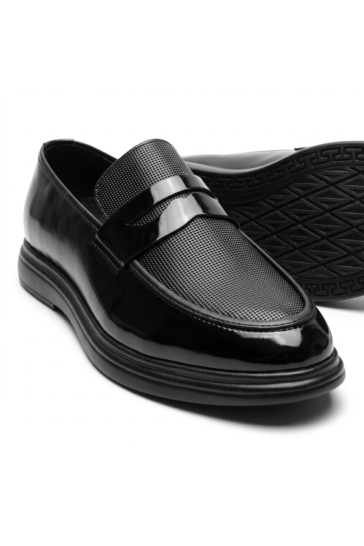 RAYVORA Men's Patent Leather Laceless Classic Shoes Suitable for Poly Soles and Suits
