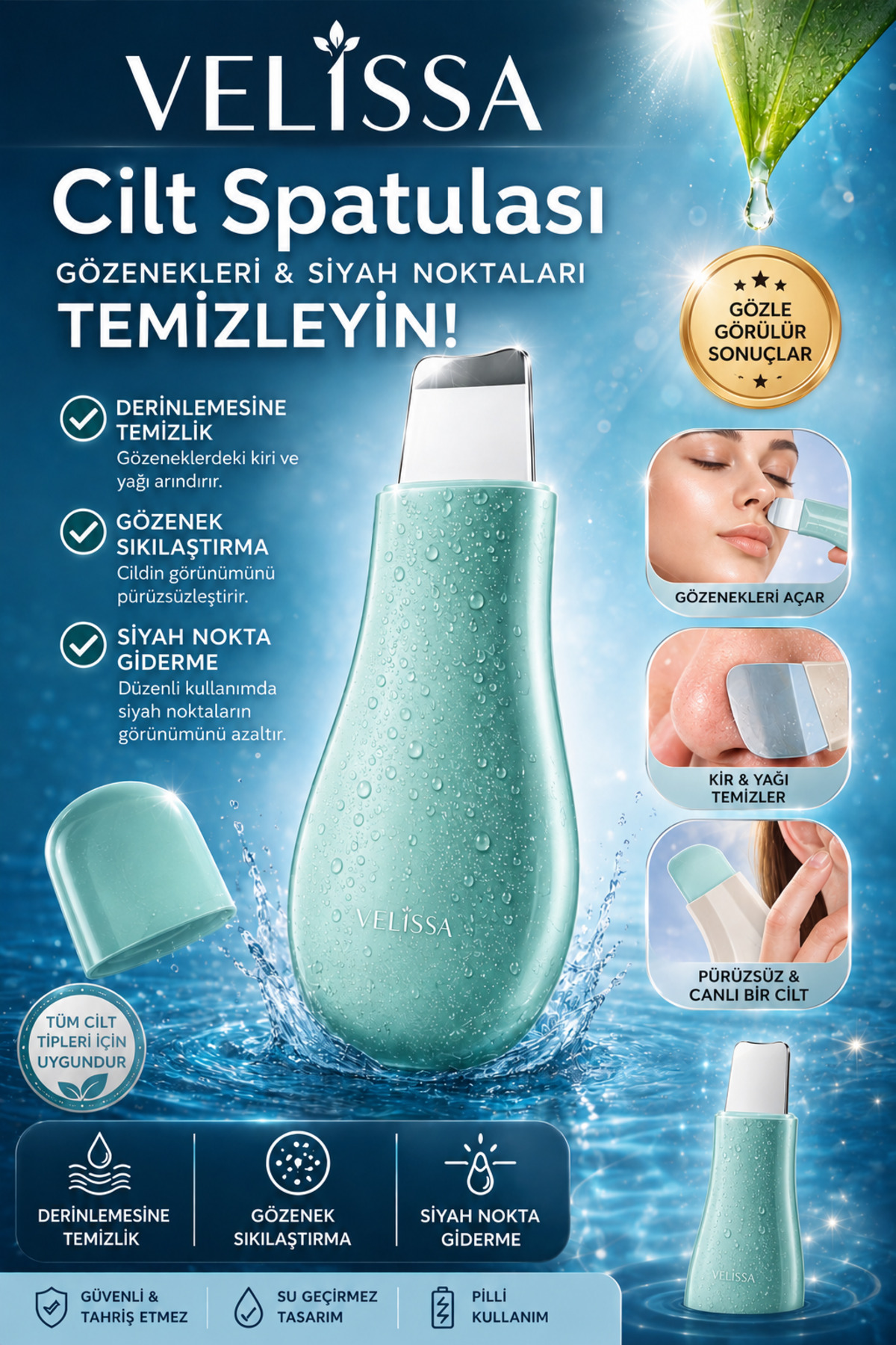 کاردک پوستی، ابزار دستی و قابل حمل برای از بین بردن جوشهای سرسیاه جهت تمیز کردن و سفت کردن منافذ — کاردک پوستی ولیسا