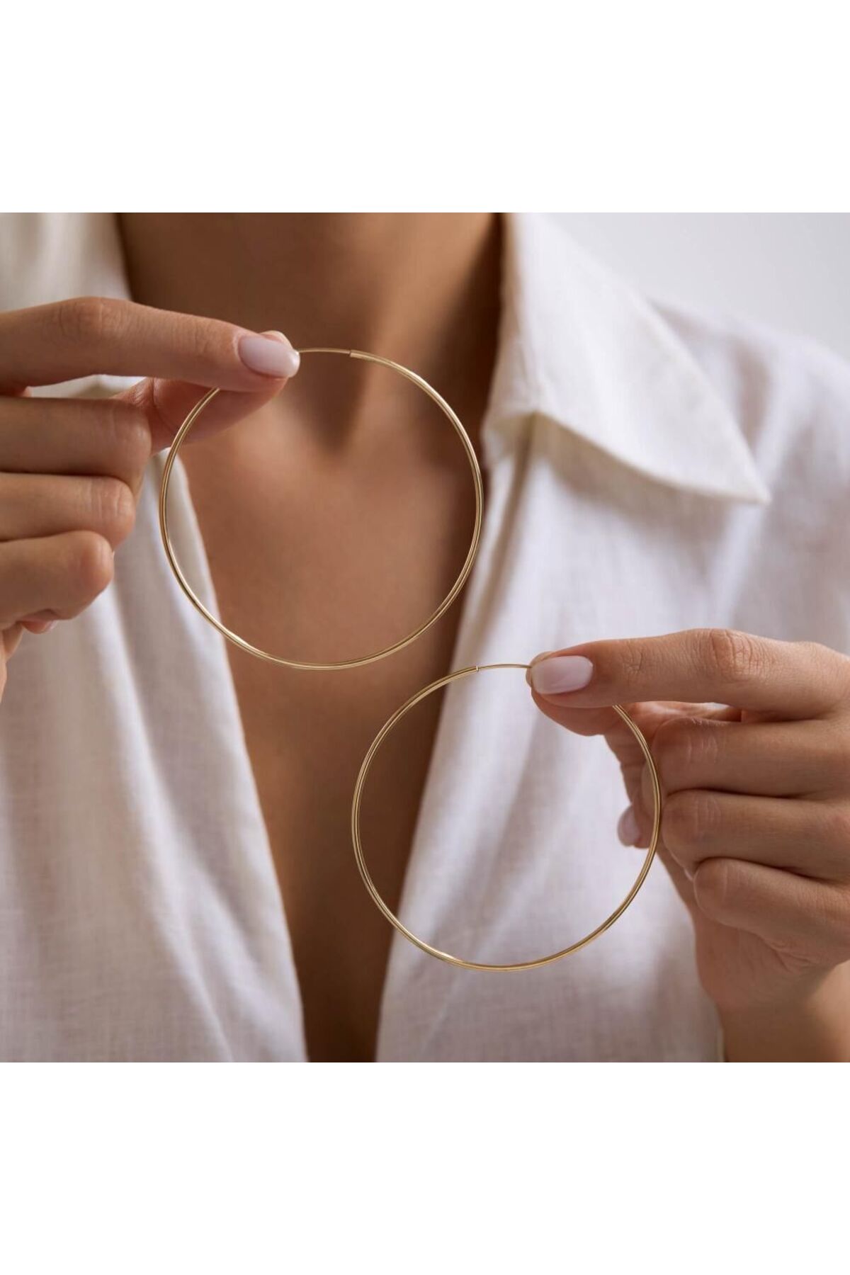 Sembol Gold 14K Altın Halka Küpe 1,2 mm 7.5 cm GİZLİ KİLİT