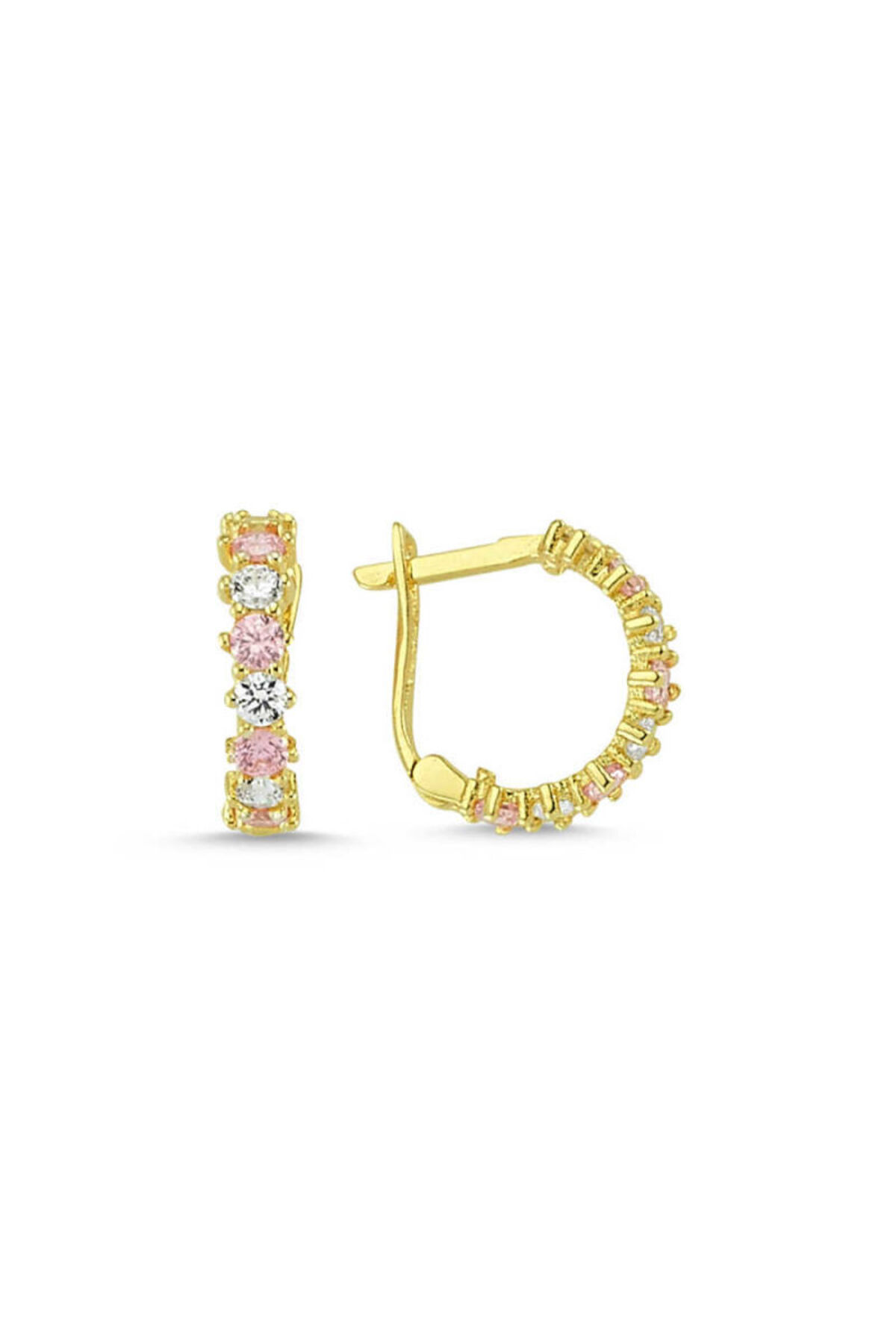 Sembol Gold Altın Çocuk Küpe 14 Ayar J Model Taşlı
