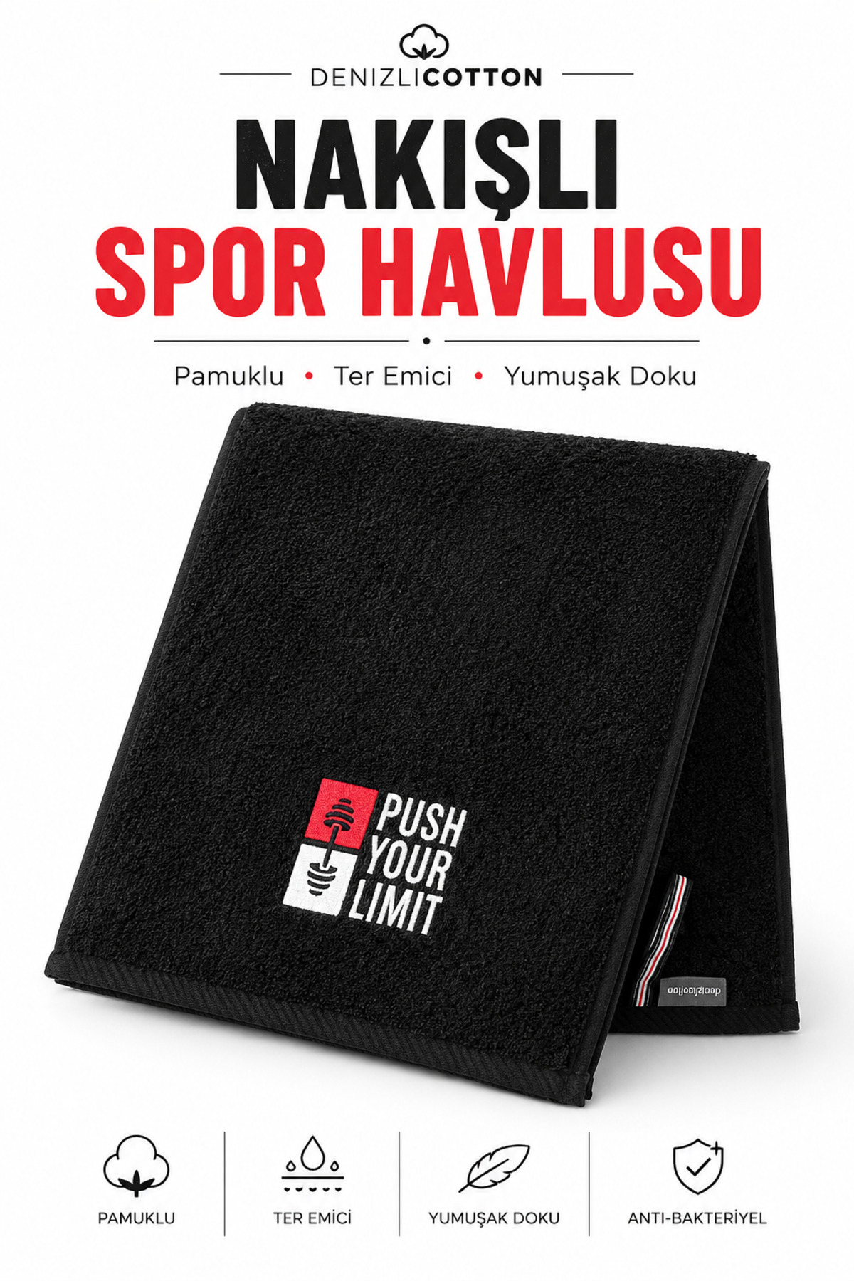 Embroidered Sports Towel Cotton, Anti-bacterial, Sweat Absorbing Fitness Plates Boxing Tennis Sports Towel