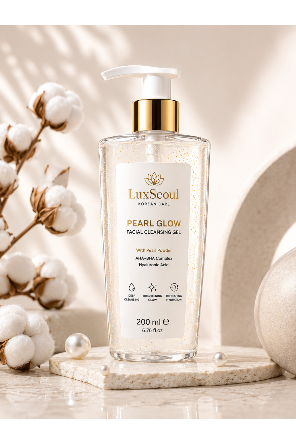 Pearl Glow İnci Tozlu Aydınlatıcı Nemlendirici Gözenek Arındırıcı Yüz Temizleme Jeli 200 Ml — 001 — تصویر 9 از 9