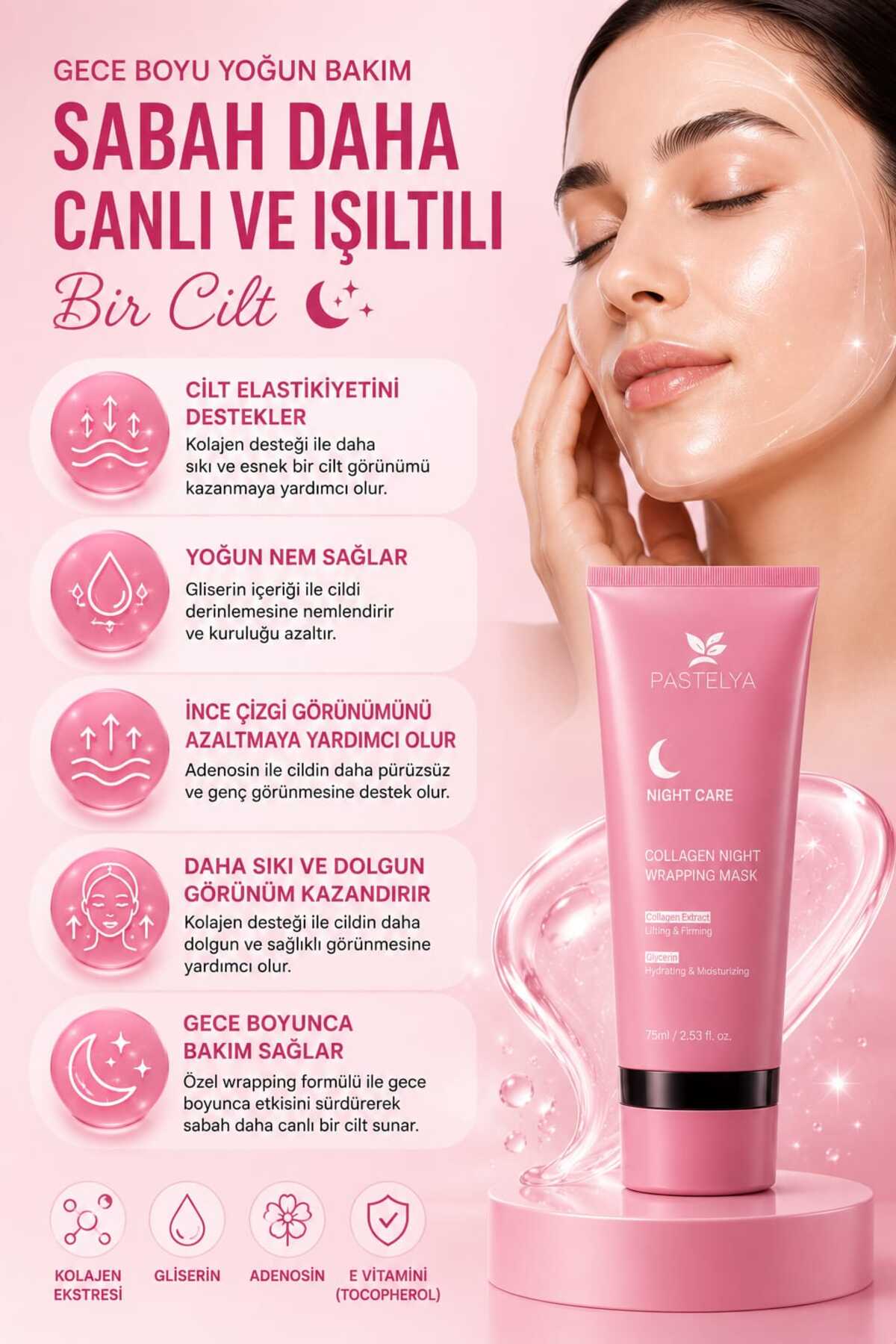 Soyulabilir Kolajen Jel Yüz Maskesi 75 ml – Cam Gibi Parlak Cilt Maskesi — SOYKJYMTEK — تصویر 5 از 6