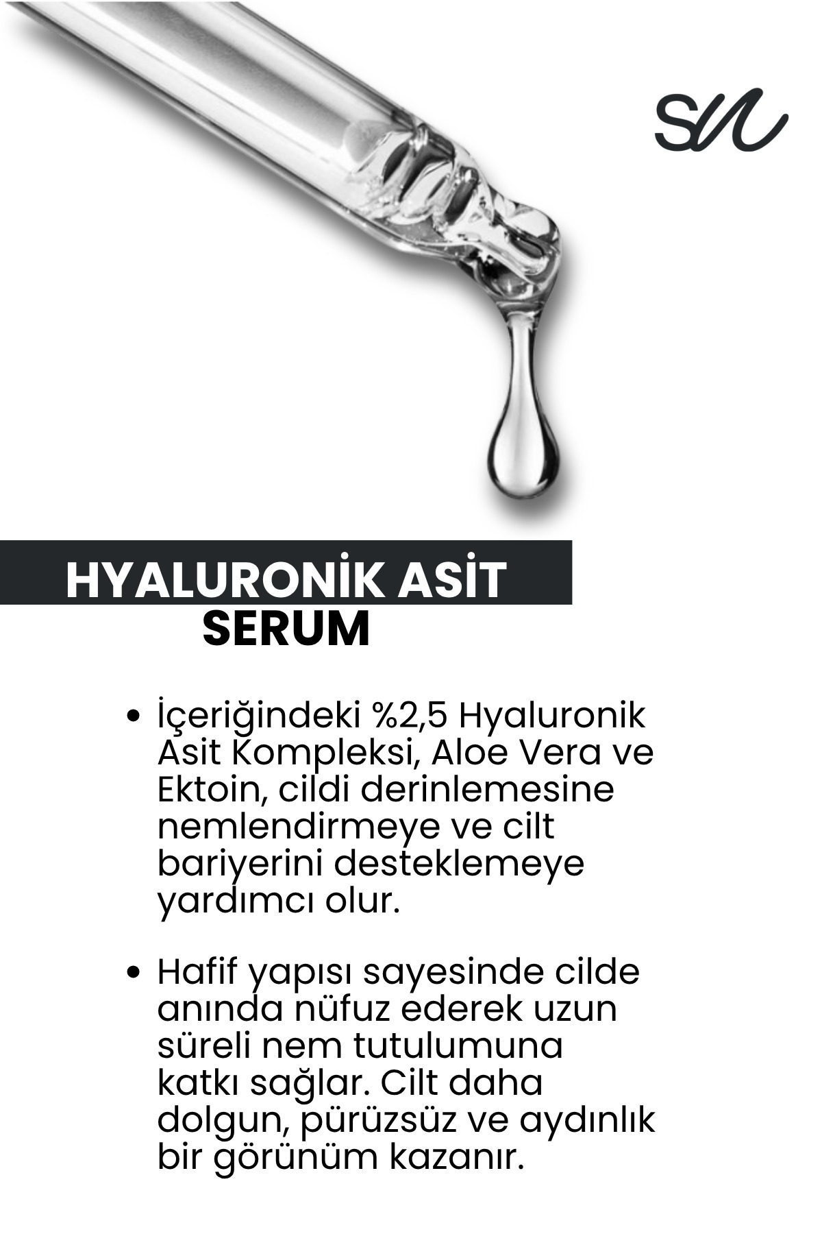 Derin Nemlendirici, Aydınlatıcı, Bariyer Güçlendirici Hyaluronik Asit Serum — SS01001 — تصویر 3 از 4