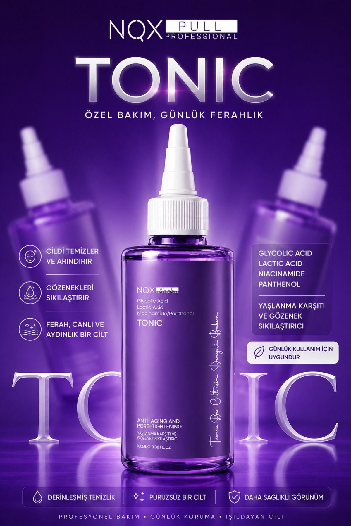 Yaşlanma Karşıtı Tonik Gözenek Arındırıcı Cilt Yenileyici Glycolic Anti-Aging Yıpranmış Ciltler İçin — TNK344 — تصویر 2 از 3