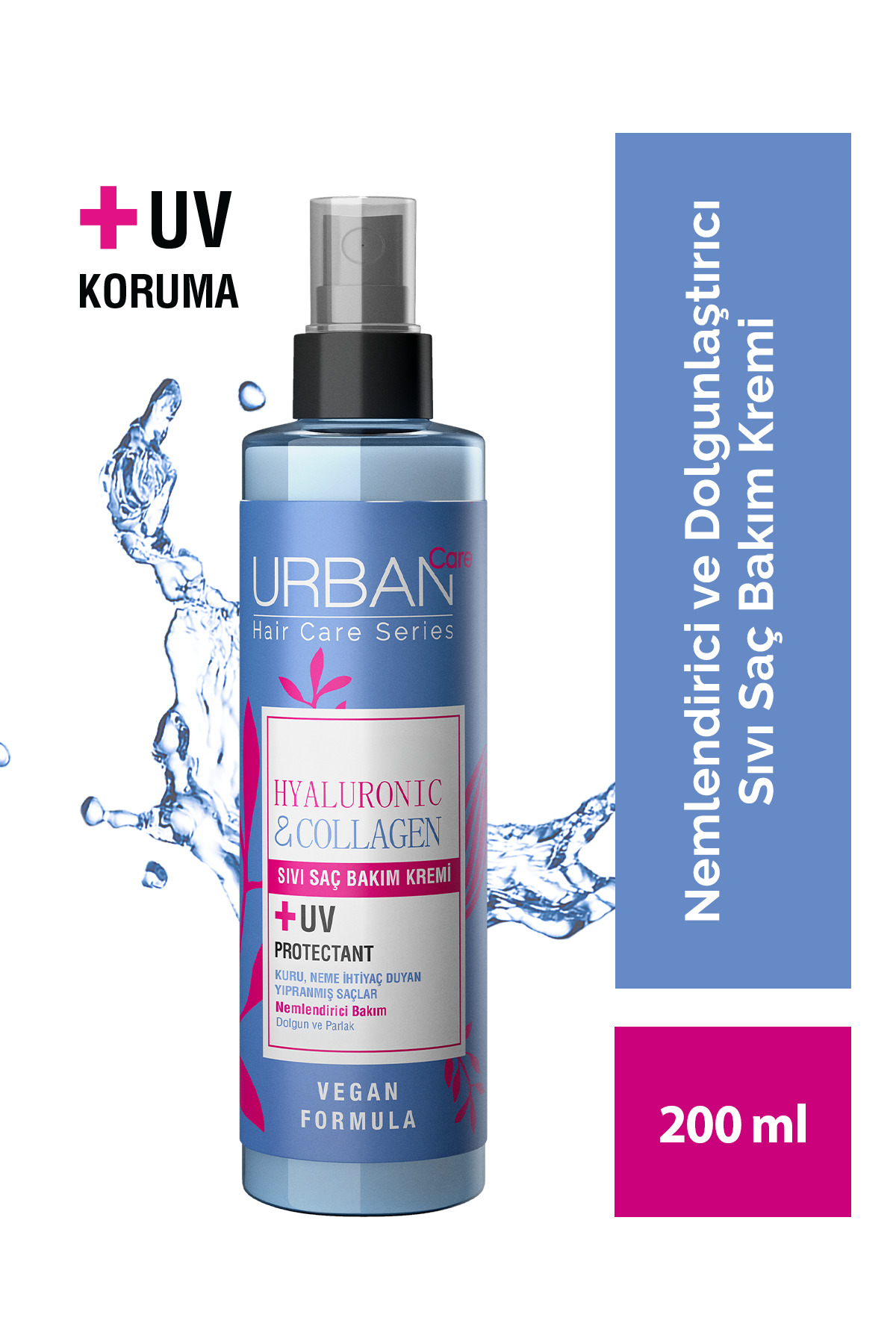 Urban Care Hyaluronic & Collagen Hacim Veren Sıvı Saç Bakım Kremi-vegan-200 ml-Ekstra Dolgunlaştırıcı — 8680690705045