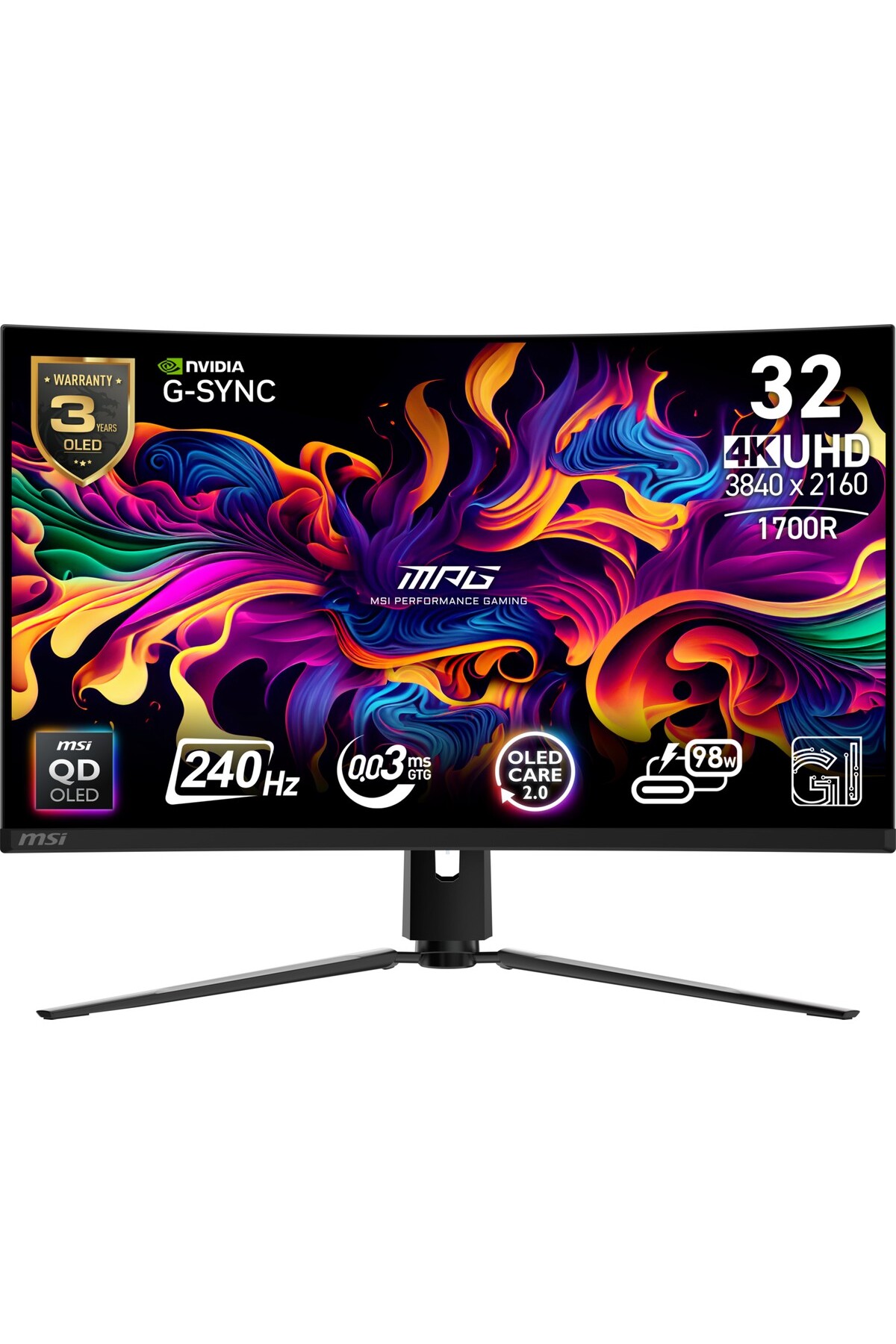 邦楽 think MSI 31.5 Mpg 321CURX Qd-Oled 3840X2160 (Uhd) 16:9 Curve 1700R Qd