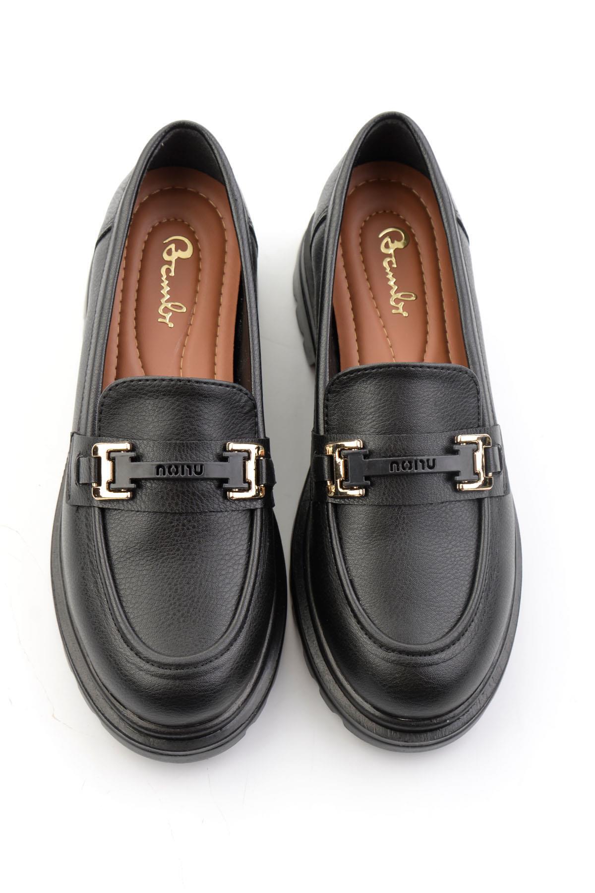 Bambi Siyah Kadın Loafer Ayakkabı K01179828109 görsel 5