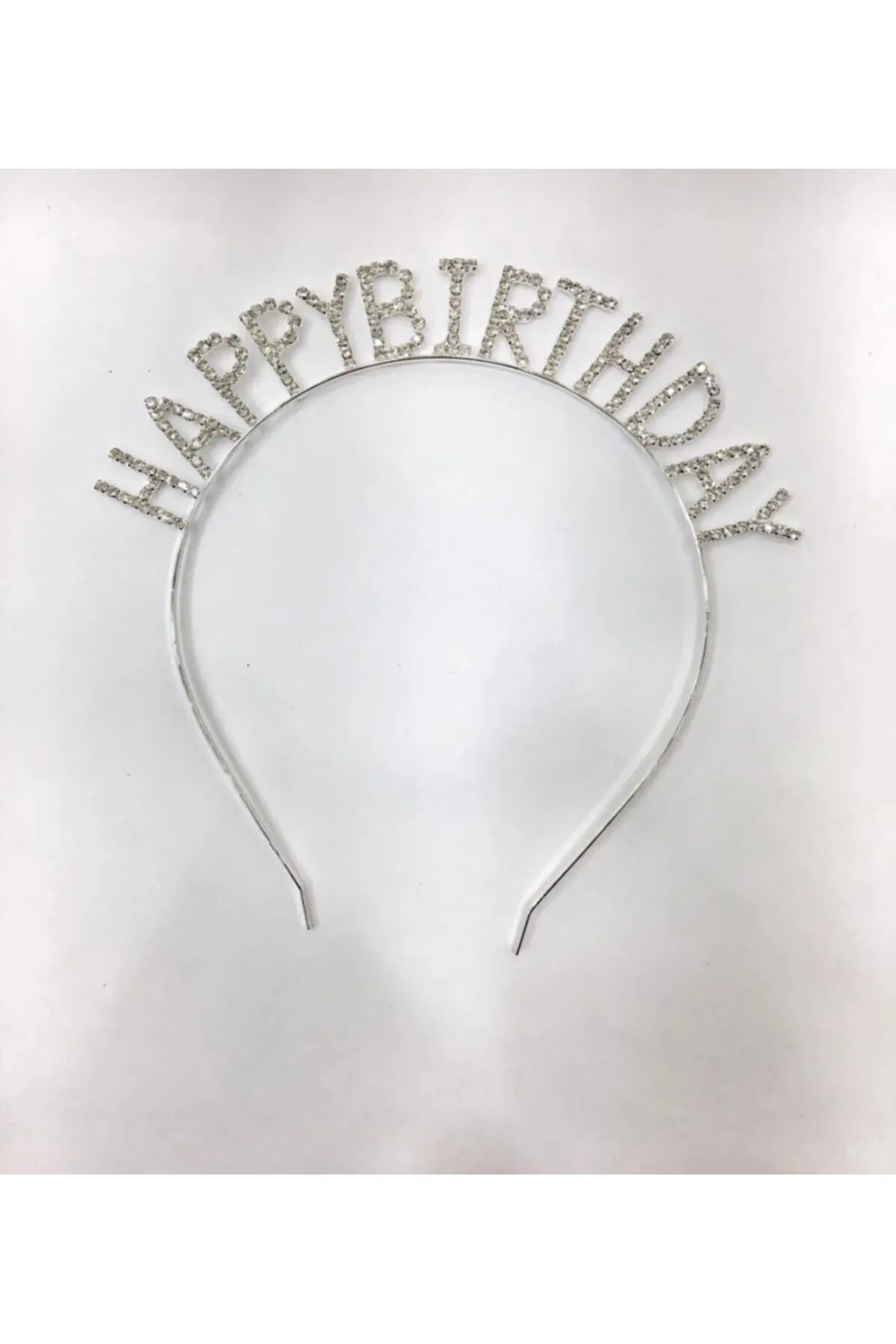 Kristal Gümüş Taşlı Happy Birthday Doğum Günü Tacı