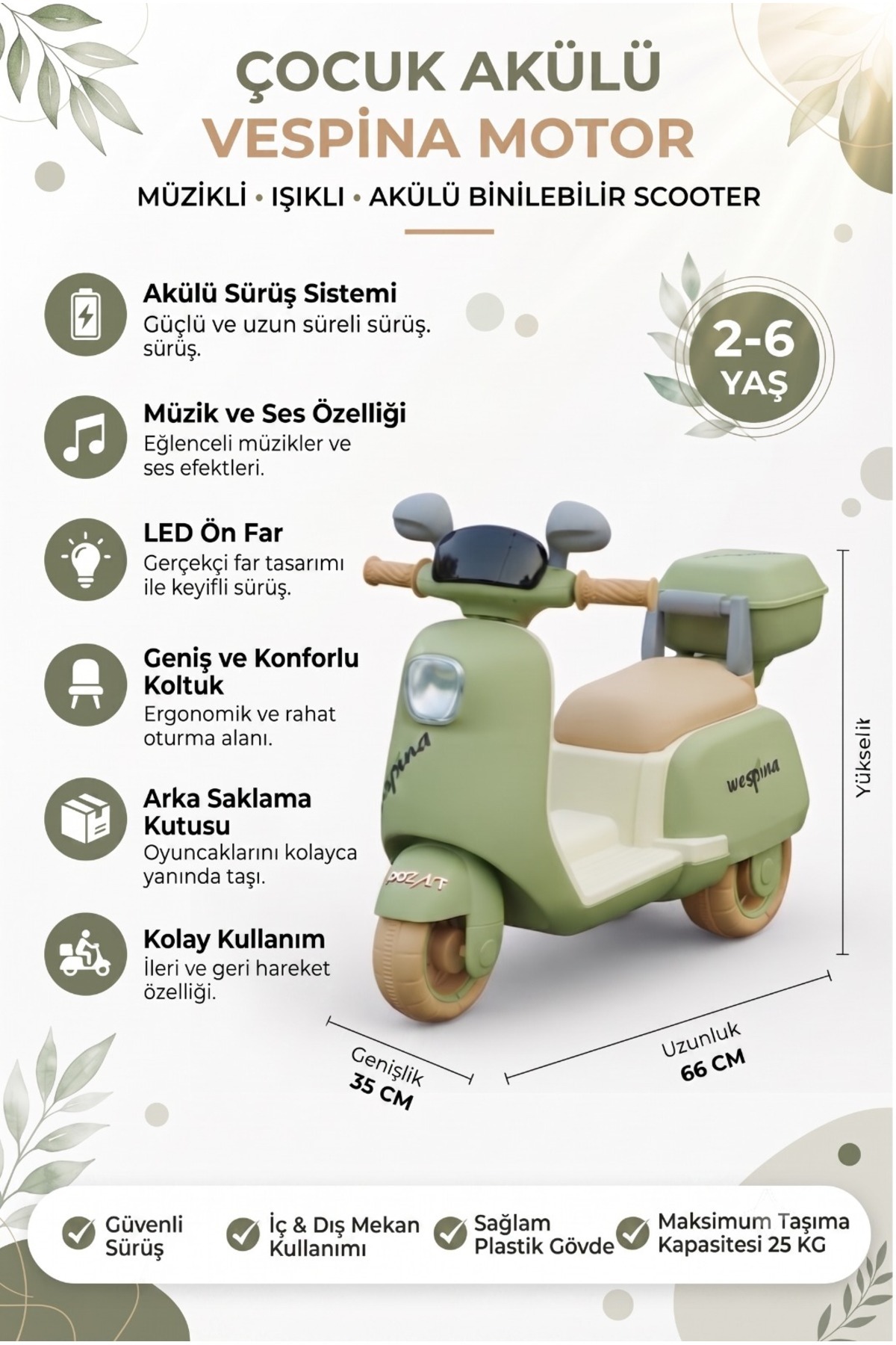 3Wheel Battery Powered Children Motor Music Player Remote Controlled 50kg Capacity 1-6 Years Suitable Wespina