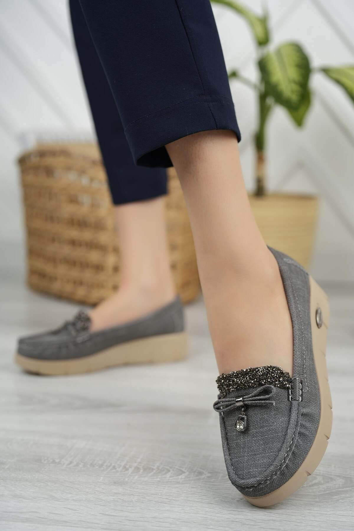 Nesil Shoes Nstar 400 Gri Kot Anatomik Günlük Kadın Ayakkabı