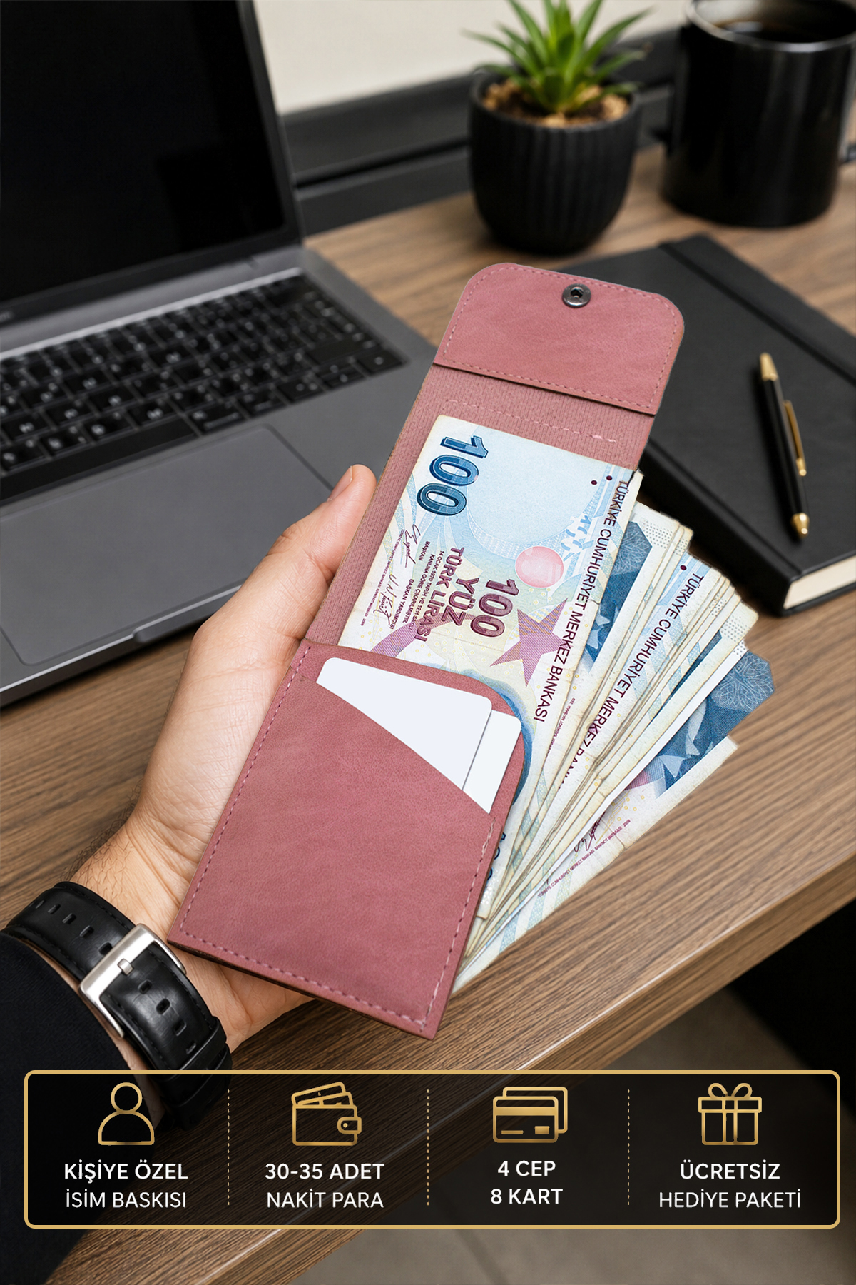 کیف پول یونیسکس طراحی خاص چرم مصنوعی سوئیت قابل شخصی‌سازی - پودری