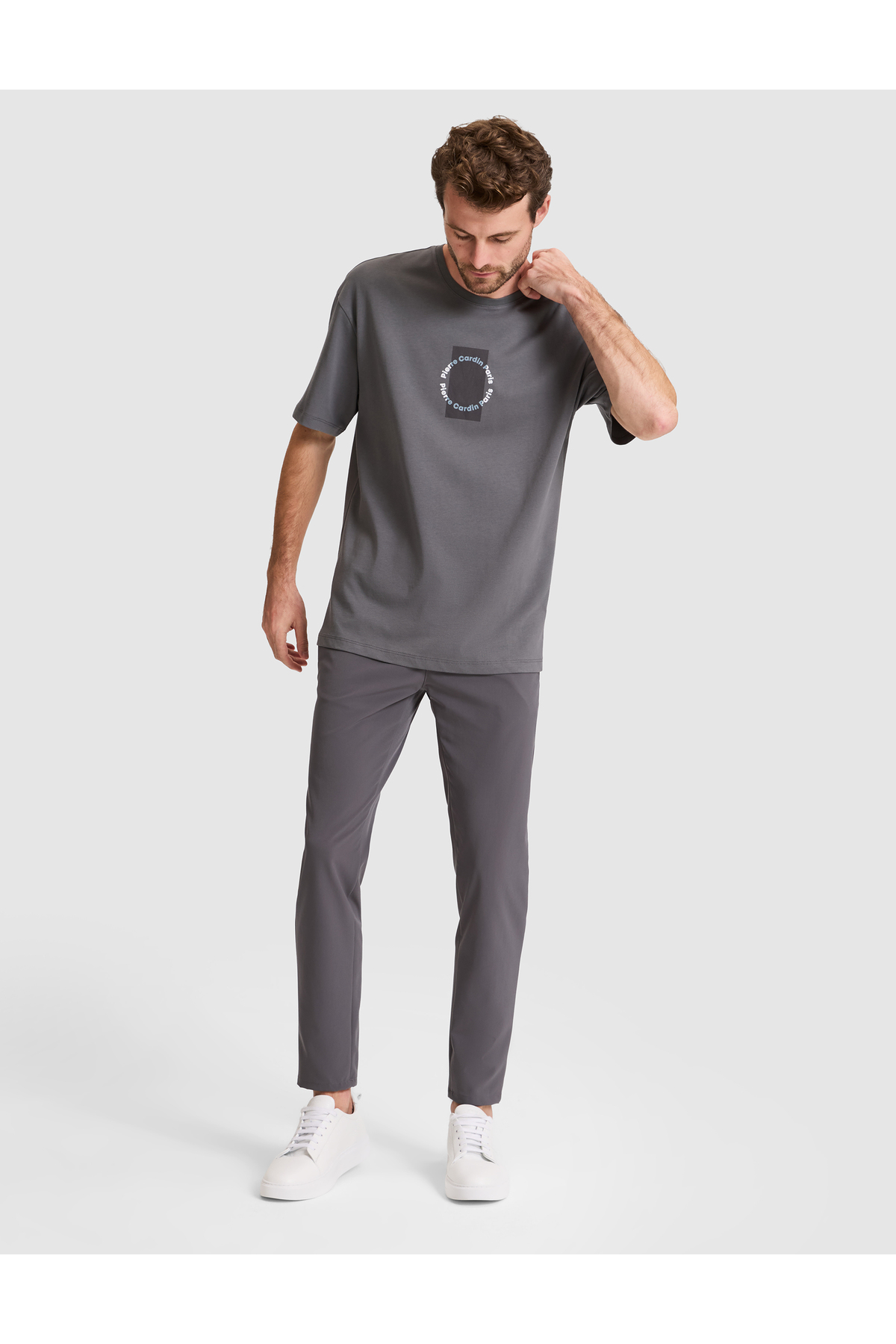 Pierre Cardin Antrasit Comfort Fit Bisiklet Yaka Tişört 50310155-VR006 görsel 4