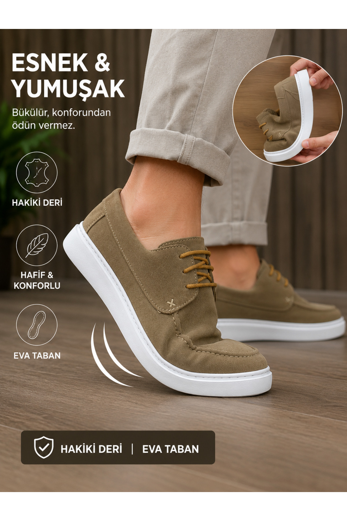 Milano Saphir Loafer Ayakkabı Süet Dikişli Hakiki Deri Eva Taban
