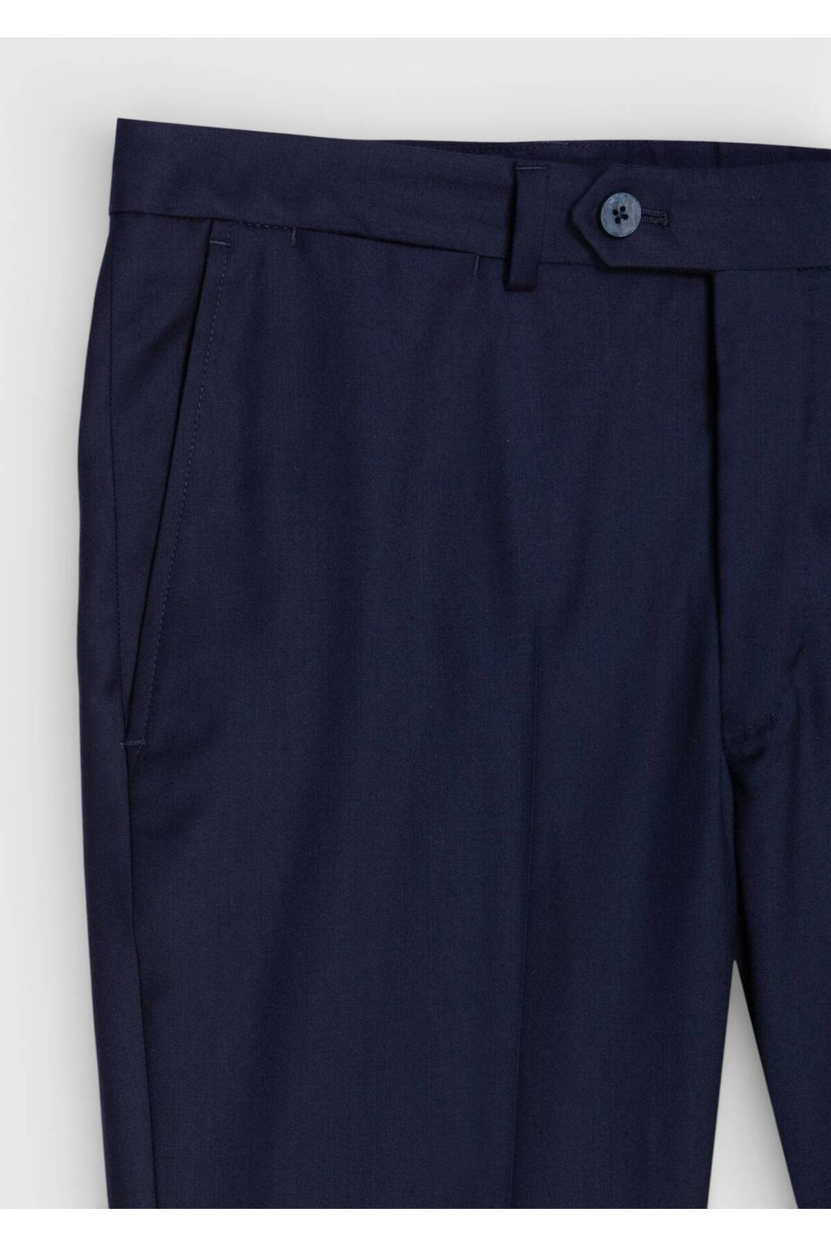 Lacivert Dokuma Modern Fit Klasik %100 Yün Pantolon — رنگارنگ 10161131 — تصویر 6 از 6