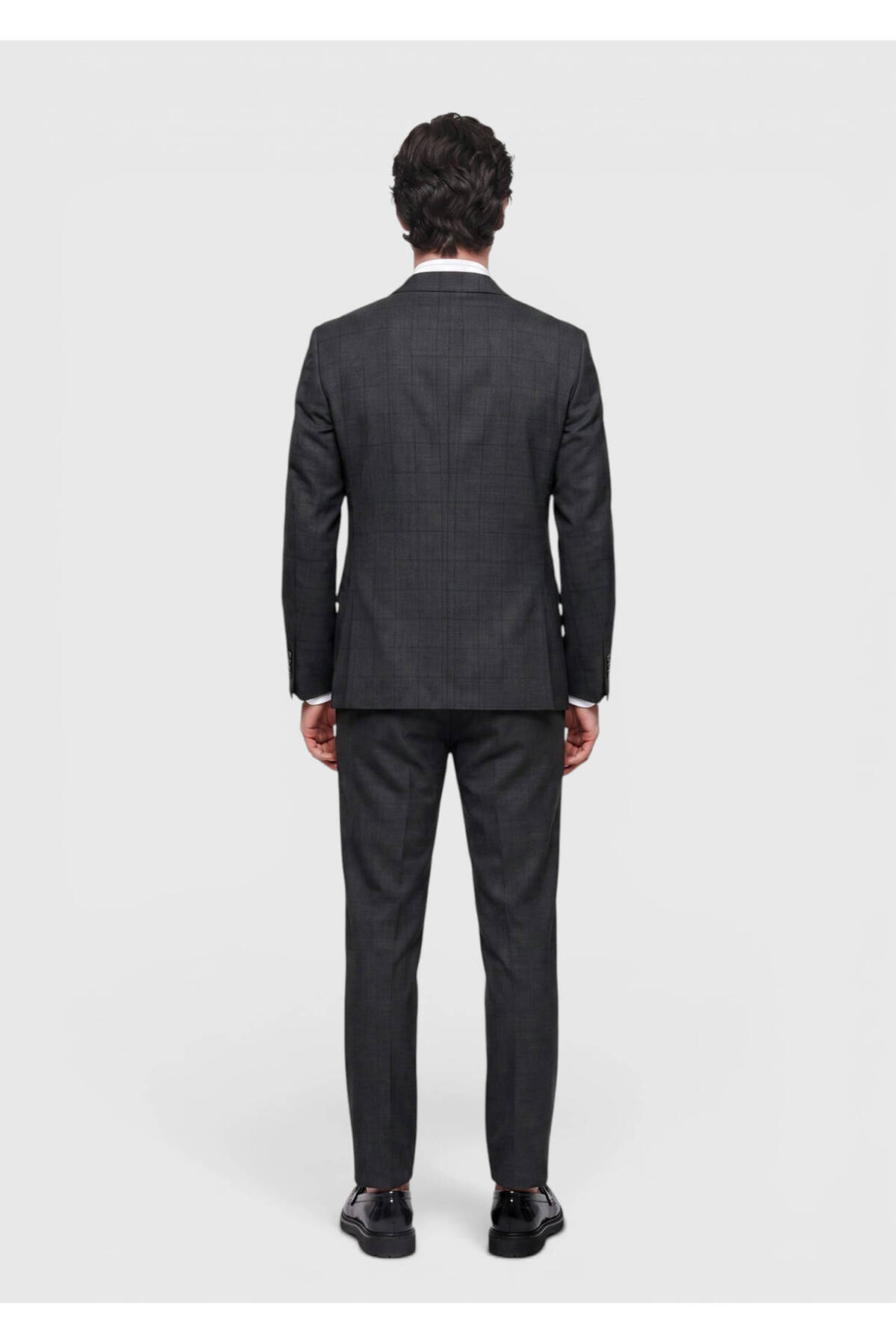 Ramsey Antrasit Kareli Zeroweight Slim Fit %100 Yün Takım Elbise görsel 5