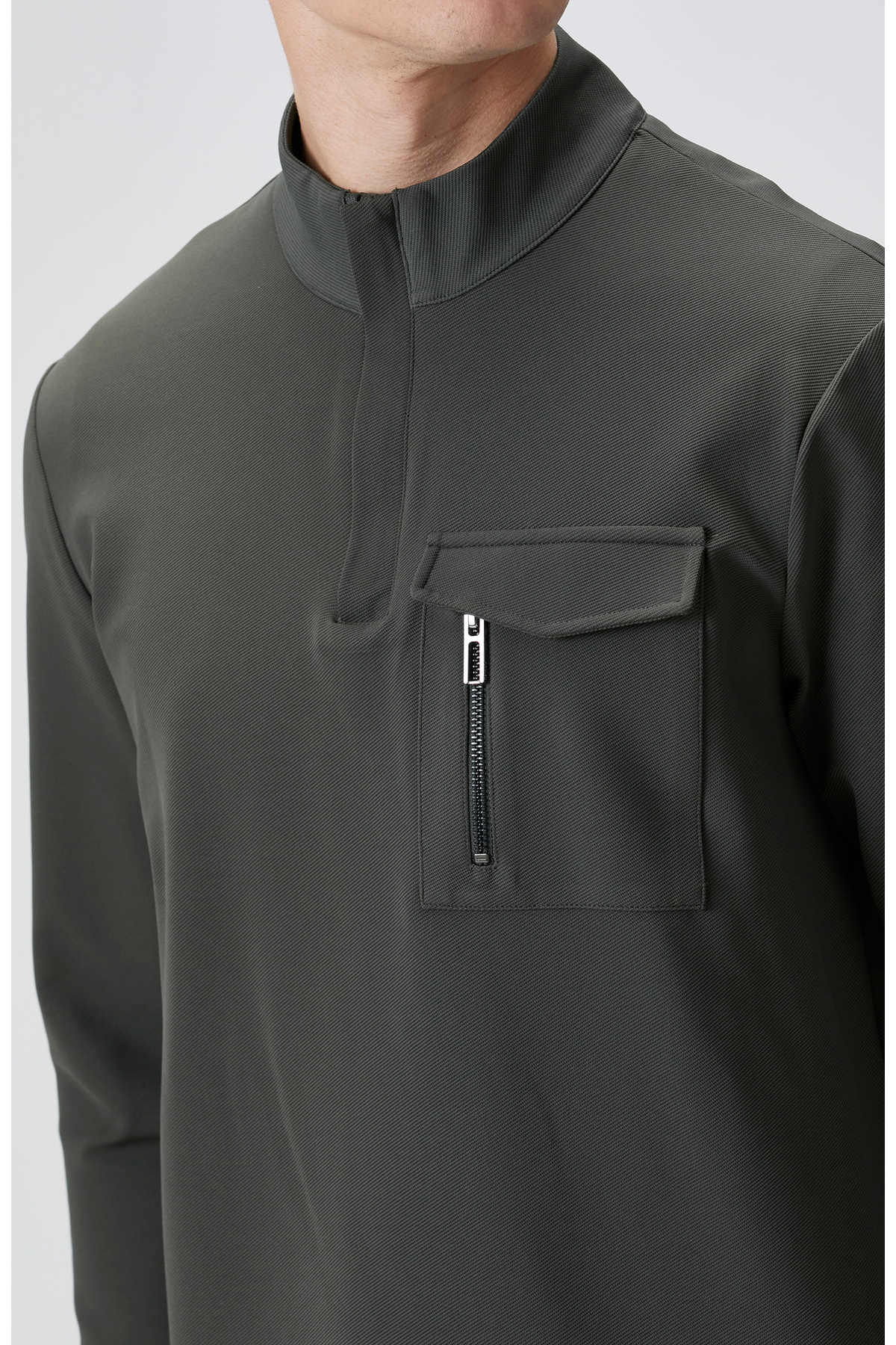 N-Tech Haki Göğüs Cep Detaylı Sweatshirt — خاکی 1098736 — تصویر 6 از 7