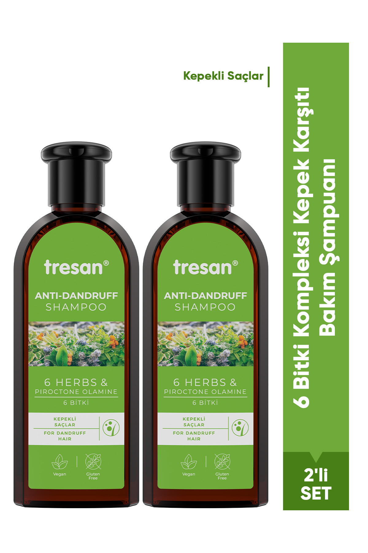 Tresan 6 Bitki Kompleksi Kepek Karşıtı Bakım Şampuanı - Kepeğe Eğilimli Saçlar (300 ml X2) — 8016