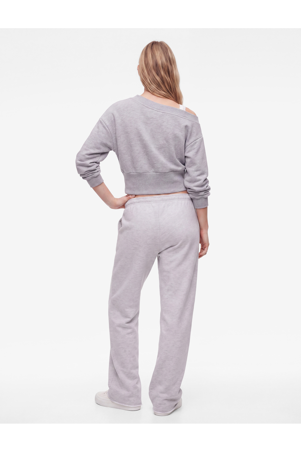 Koton Slim Fit Asimetrik Yaka Korse Detaylı Uzun Kollu Crop Sweatshirt görsel 6
