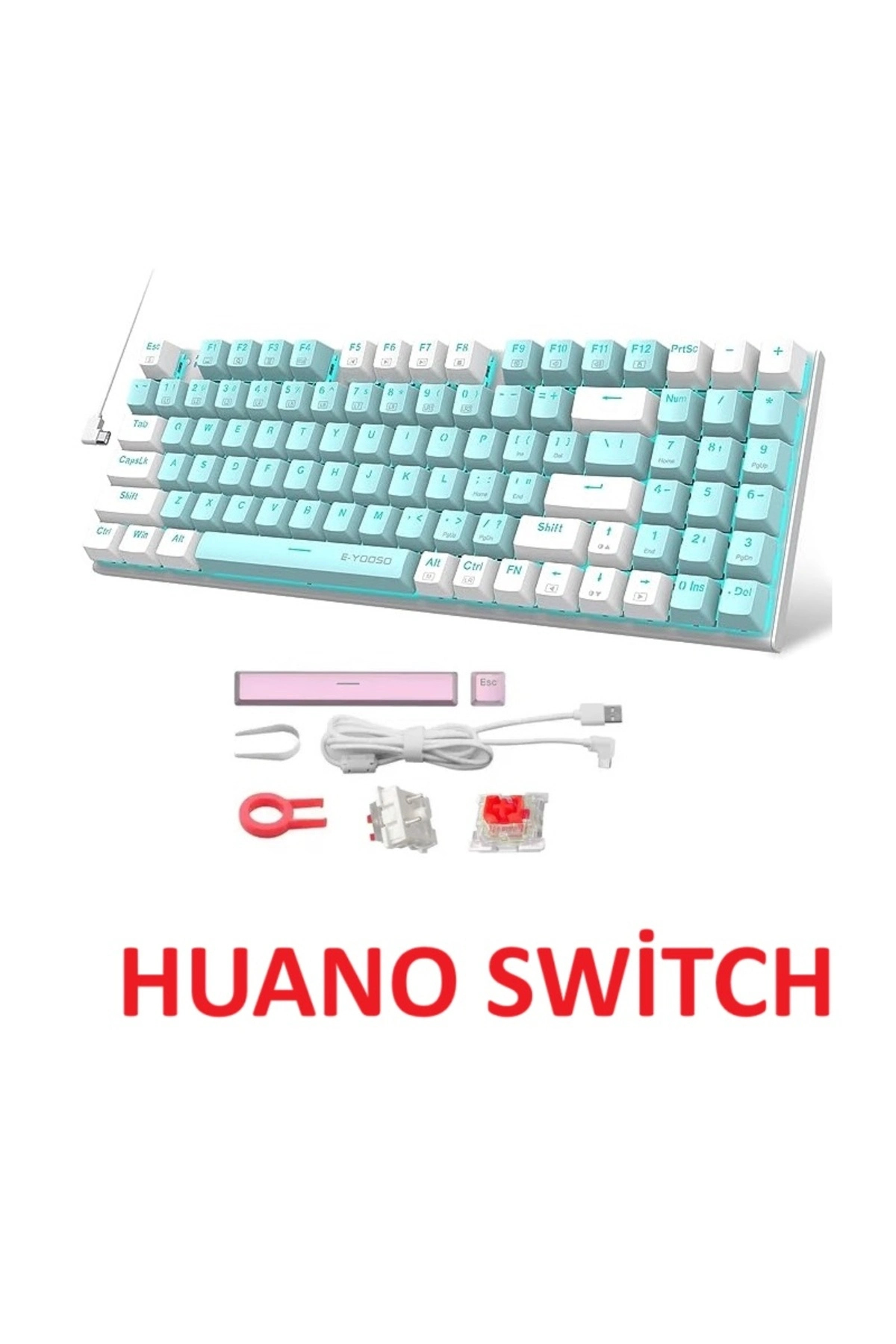 よっしー e-yooso Z-19 Mekanik Oyun Klavyesi 94 Tuş - Metal Gövde Huano Red