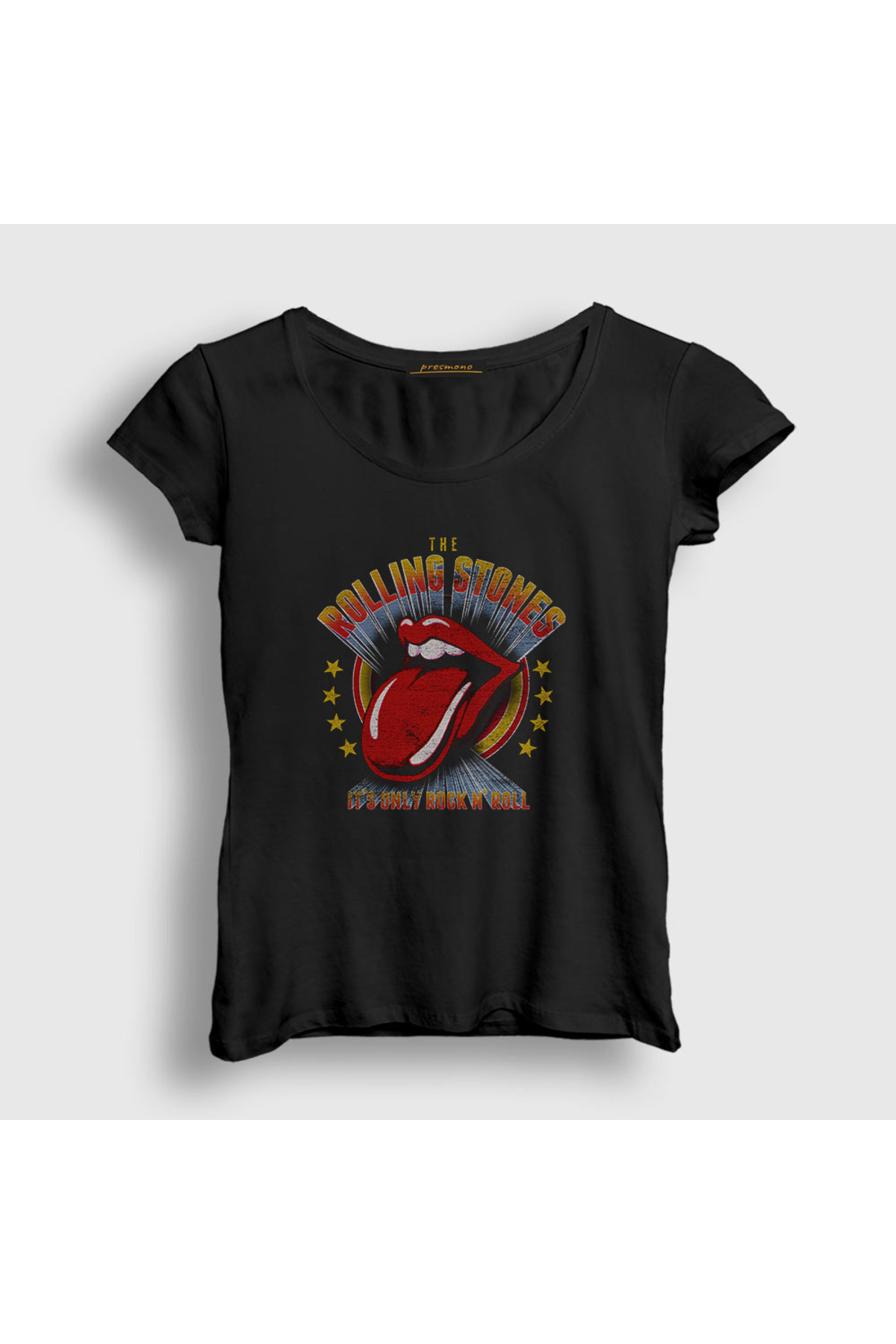 Presmono Kadın Siyah Vintage The Rolling Stones T-shirt 118940tt