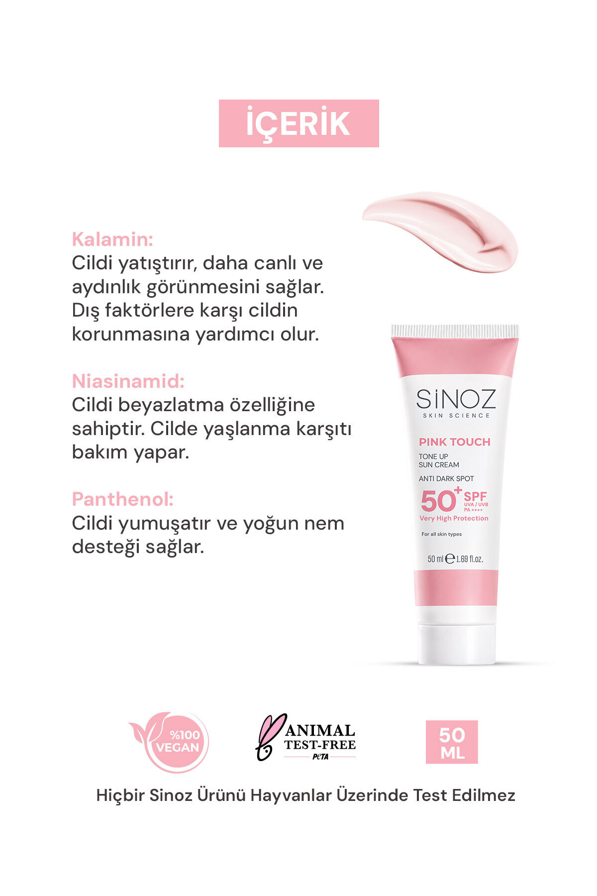 کرم ضد آفتاب روشن کننده صورت پینک تاچ با SPF50+ و PA++++ مناسب برای انواع پوست، 50 میلی لیتر — ST9423 — تصویر 4 از 8