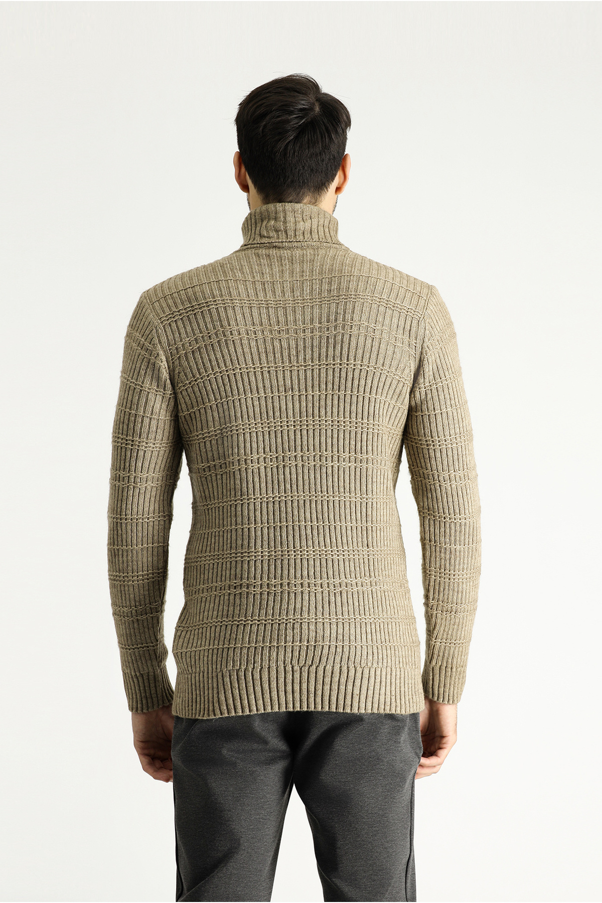Kiğılı Balıkçı Yaka Slim Fit Dar Kesim Desenli Triko Kazak görsel 4