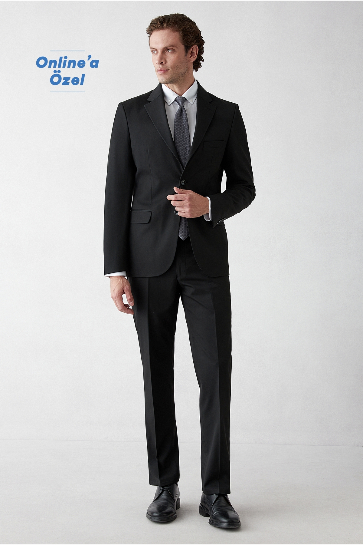 Kiğılı 7 Drop Slim Fit Dar Kesim Mono Yaka Likralı Düz Takım Elbise