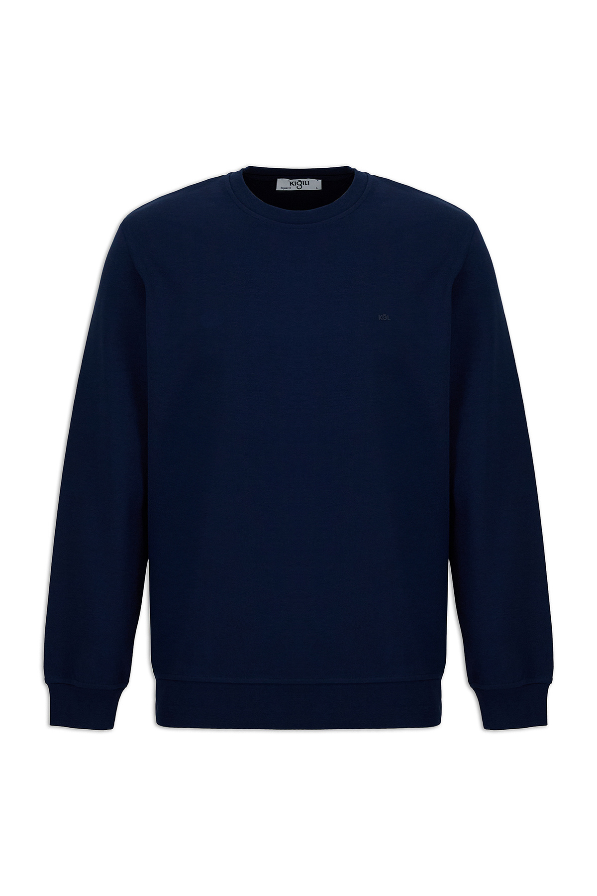 Bisiklet Yaka Regular Fit Pamuklu Basic Sweatshirt — سرمه‌ای KY26C00000023 — تصویر 6 از 7