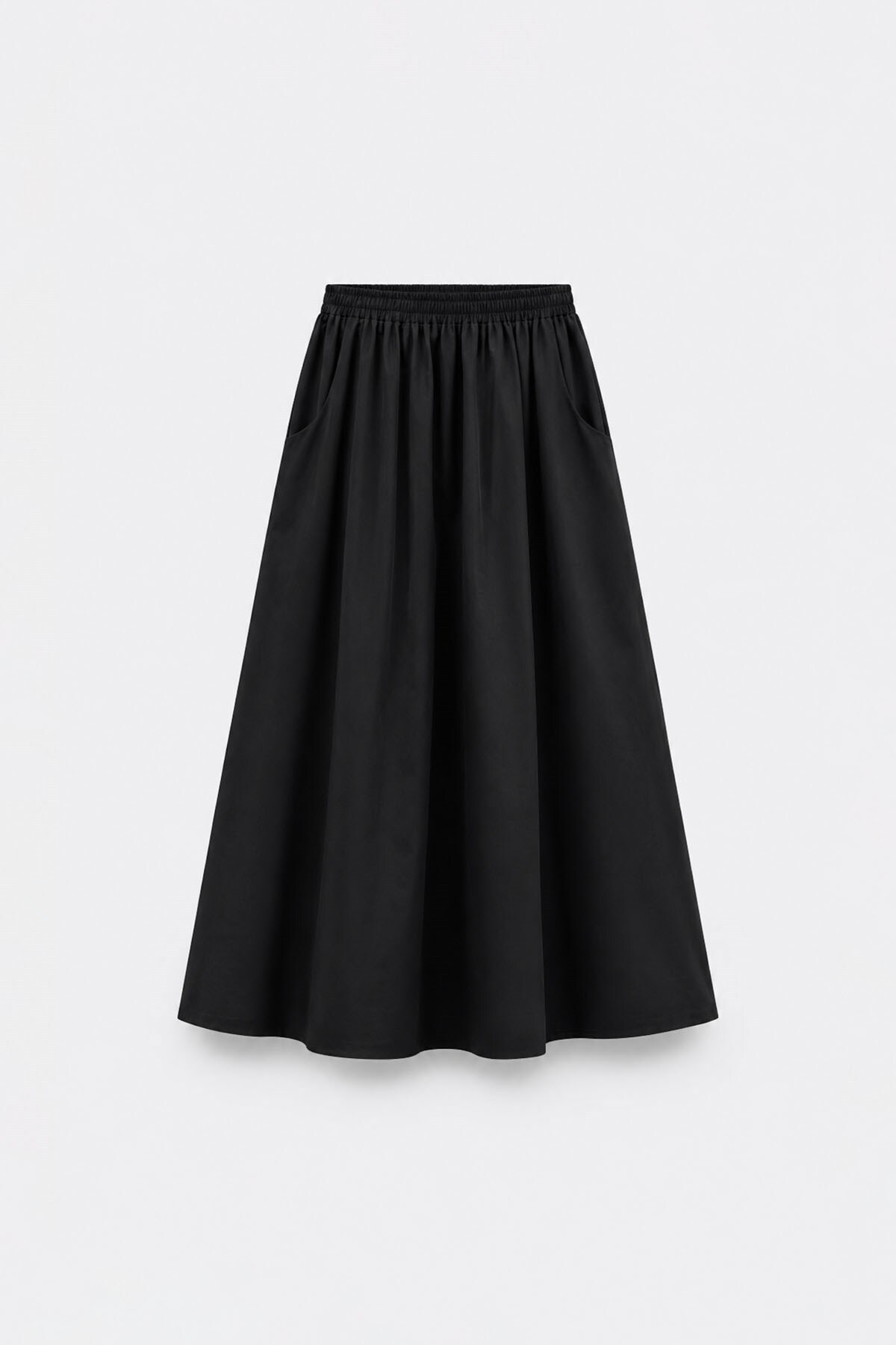 Suud Collection Siyah Day Poplin Kloş Etek görsel 4