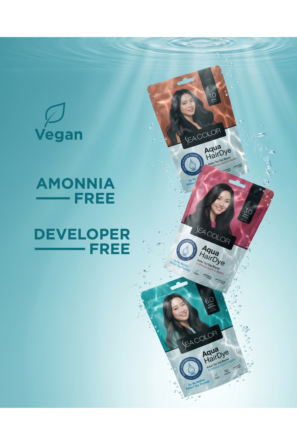 Aqua Hair Dye Suyla Aktifleşen Toz Saç Boyası 6.7 Çikolata Kahve — قهوه‌ای AquaHair1 — تصویر 3 از 7