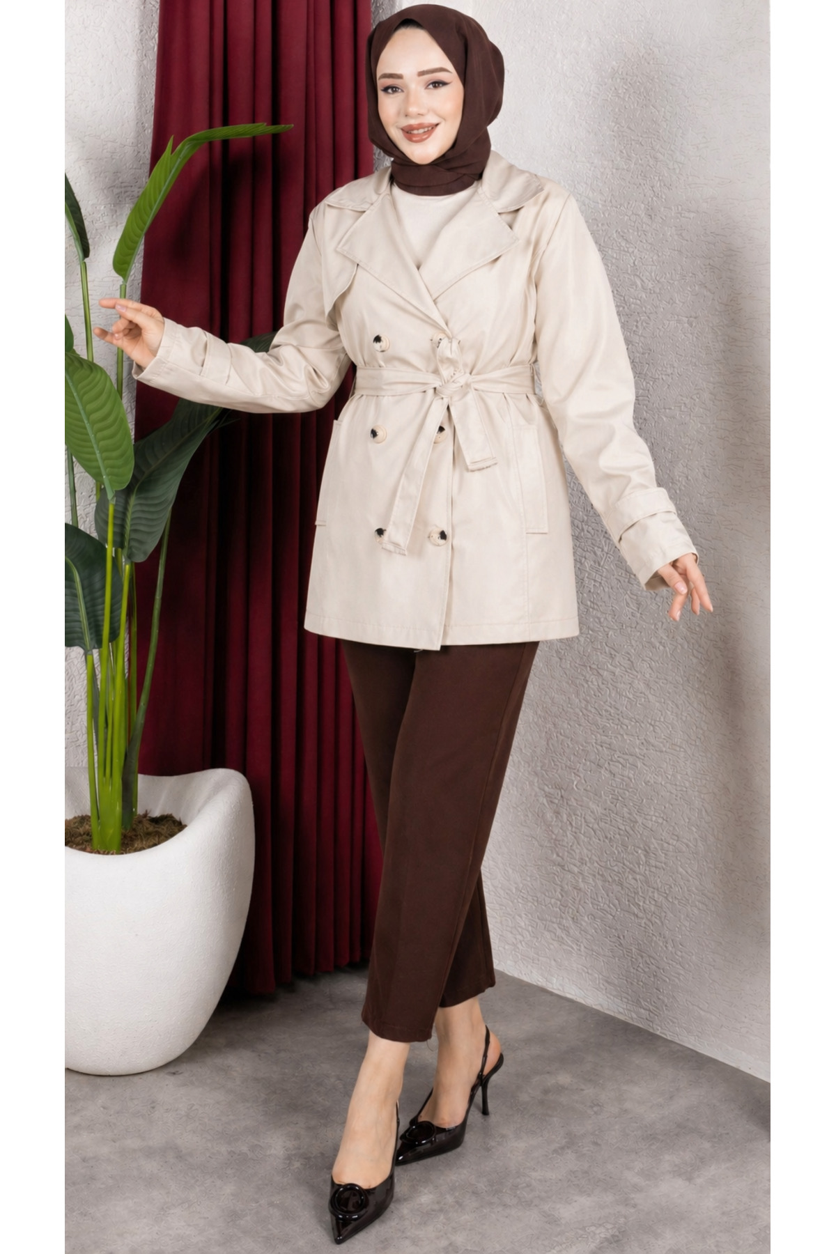 Rabia Zülal New Season Unlined Women's Trench Coat 85cm Rbz7008M